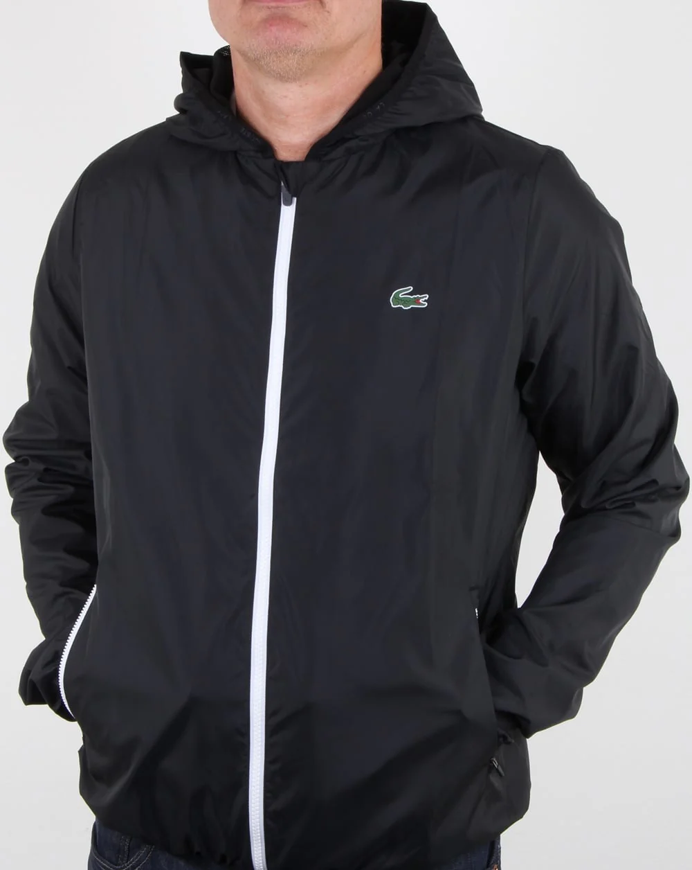 Lacoste Hooded Jacket Black/white - Image 4