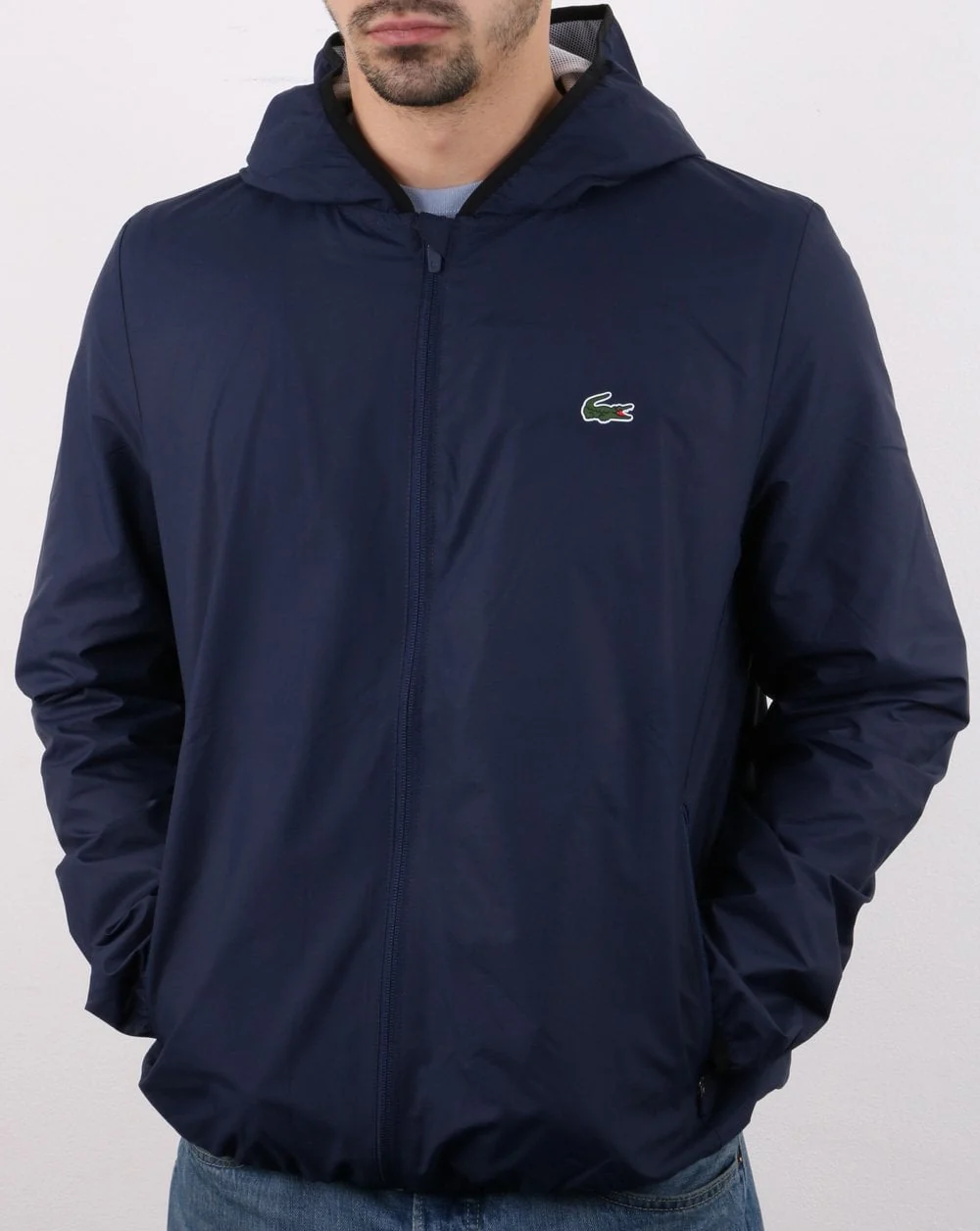 Lacoste Hooded Jacket Navy/White - Image 3