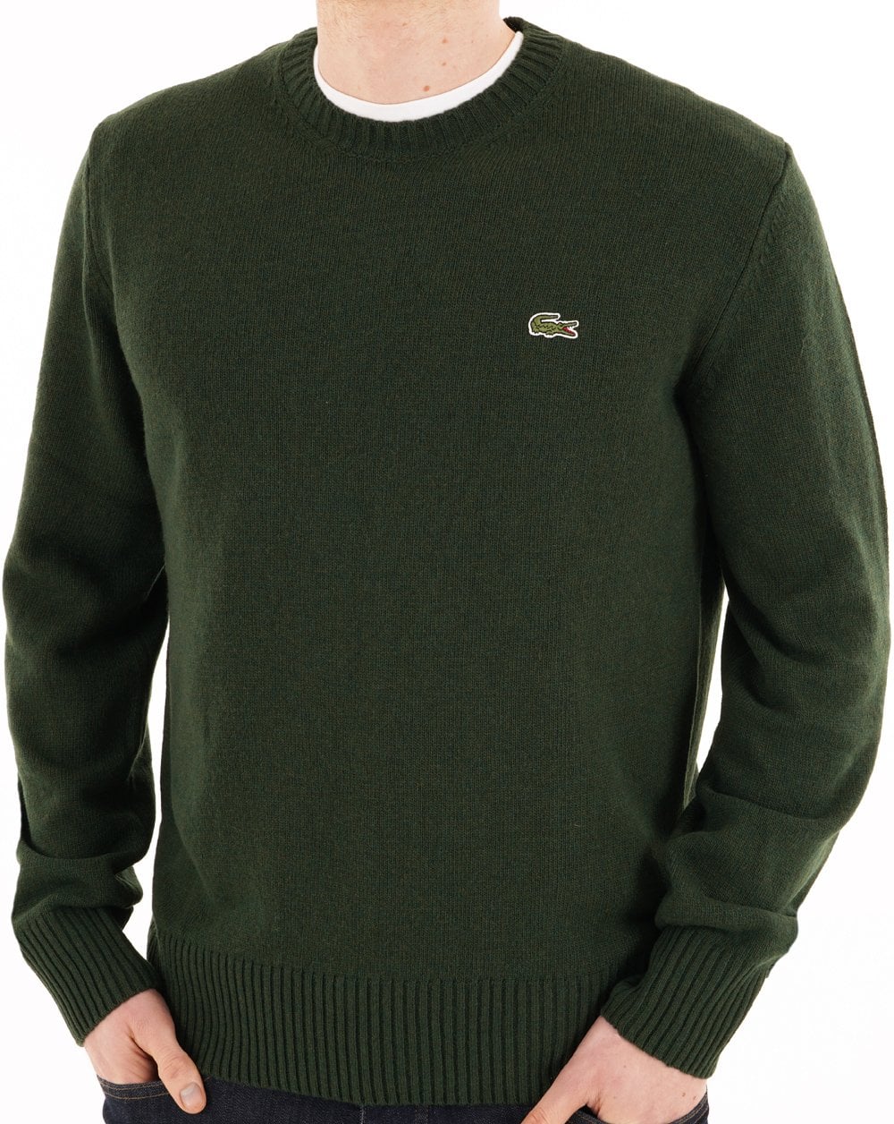Lacoste Knitted Wool Jumper Dark Green - Image 2