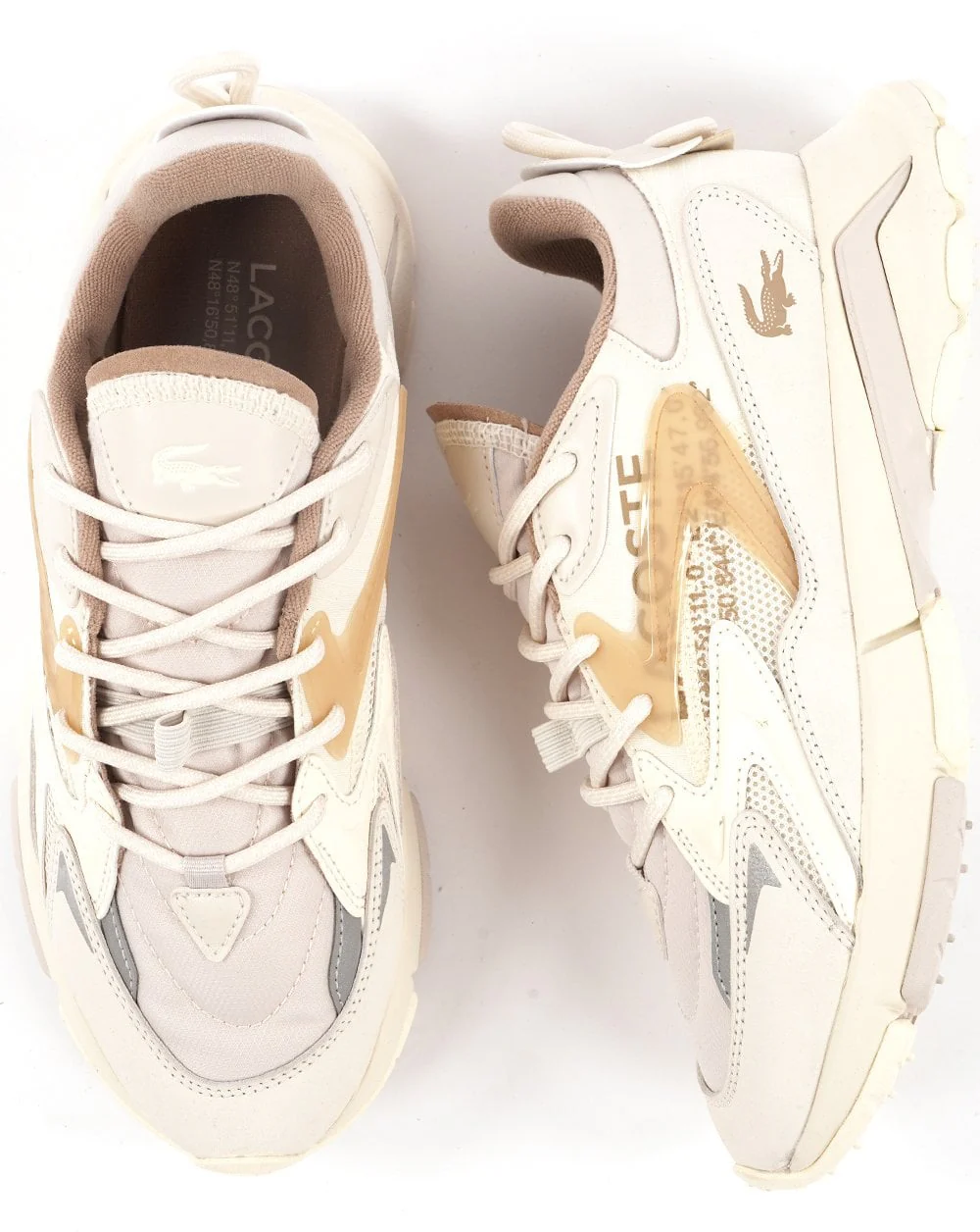 Lacoste L003 Neo Tech Trainers Off White / Light Brown - Image 4