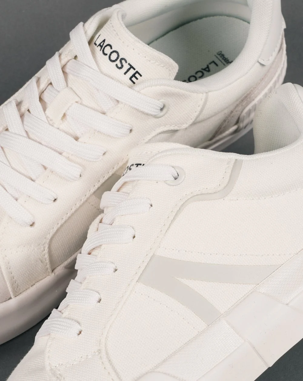 Lacoste L004 Canvas Trainer White - Image 3