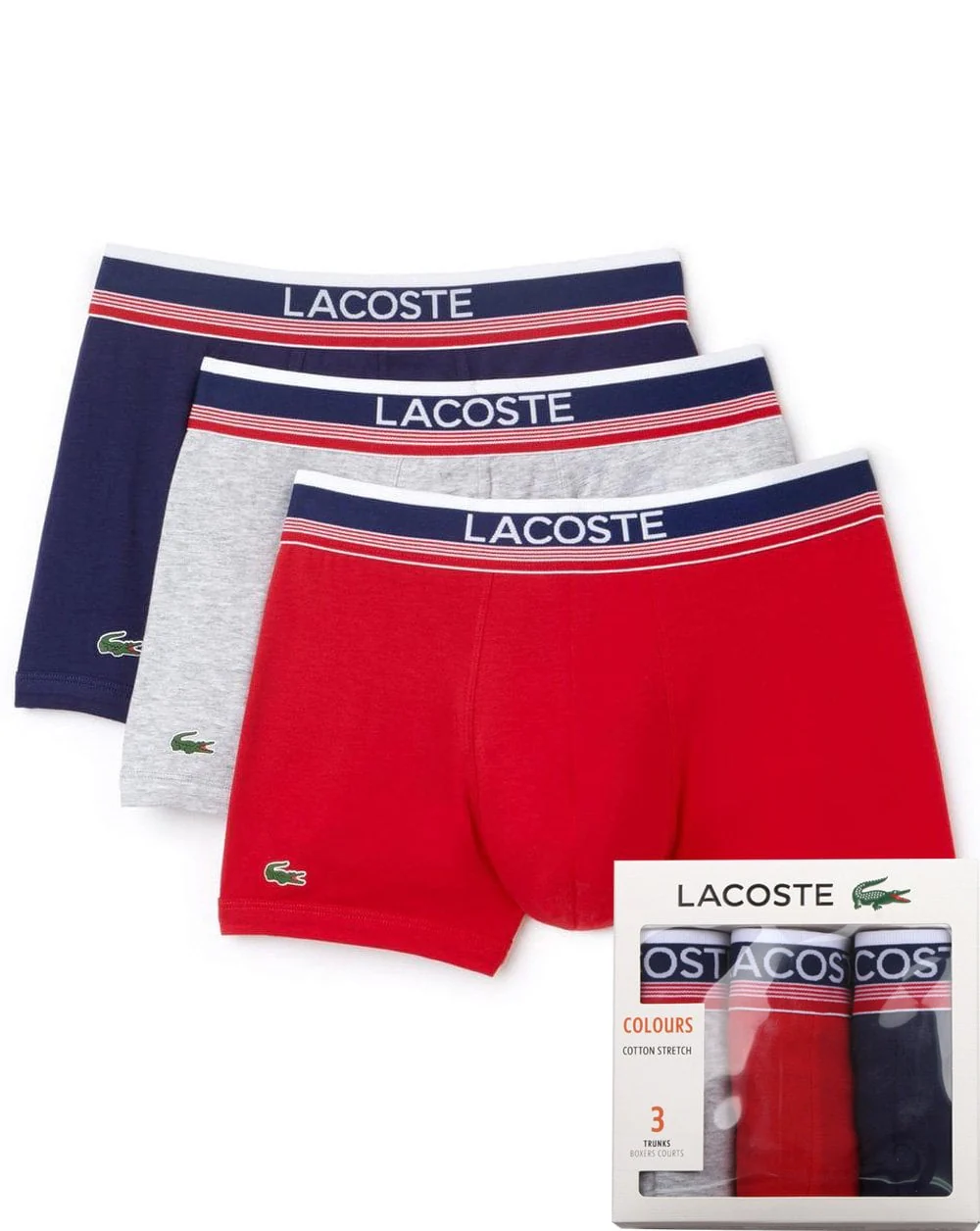 Lacoste Lacoste Triple Pack Boxers Grey/red/navy