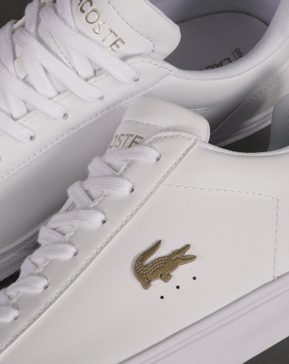 Lacoste Lerond Pro Leather Trainer White/Gold - Image 3