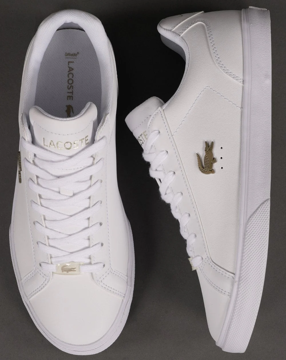 Lacoste Lerond Pro Leather Trainer White/Gold - Image 4