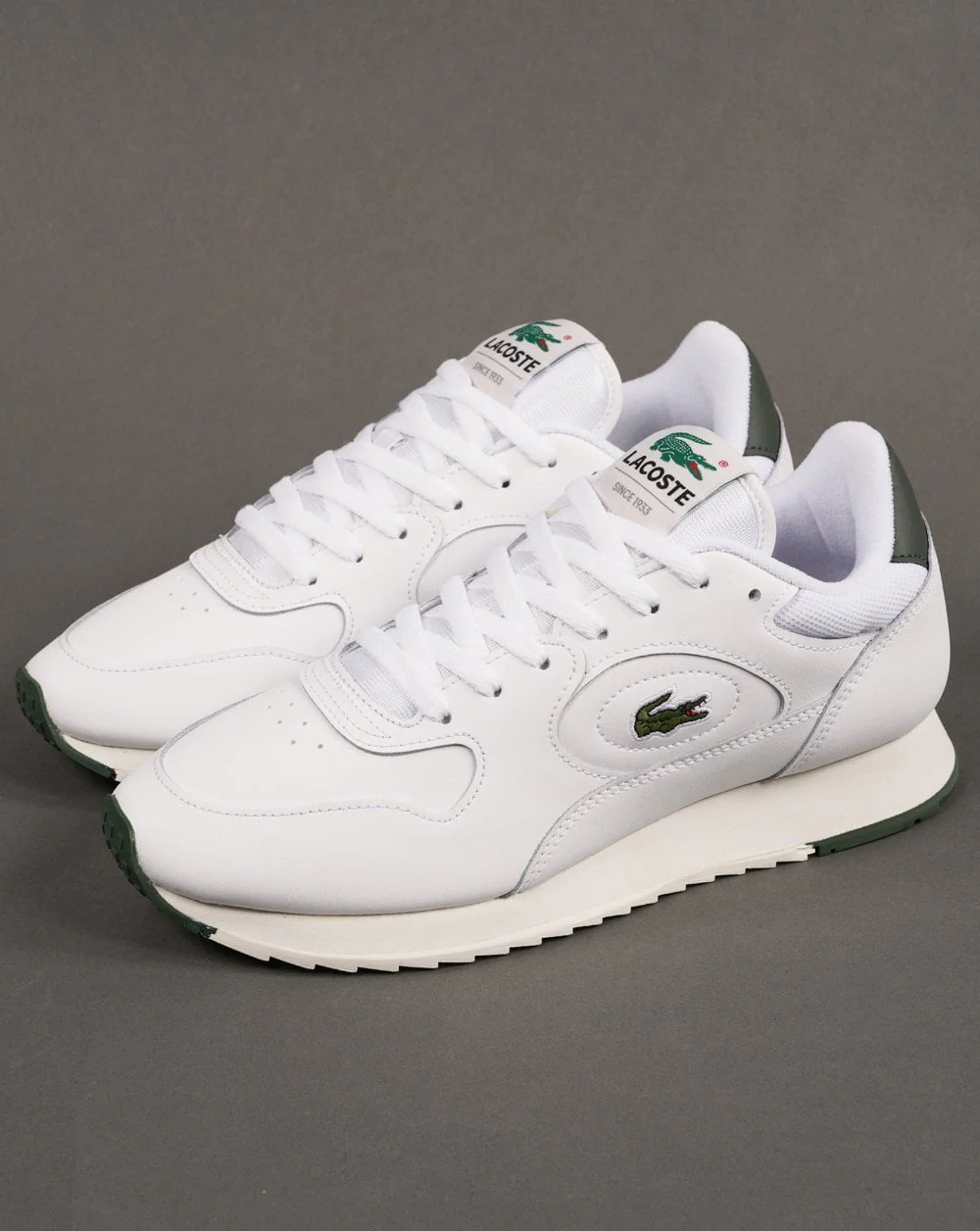 Lacoste Linetrack Leather Trainer White/Green - Image 2