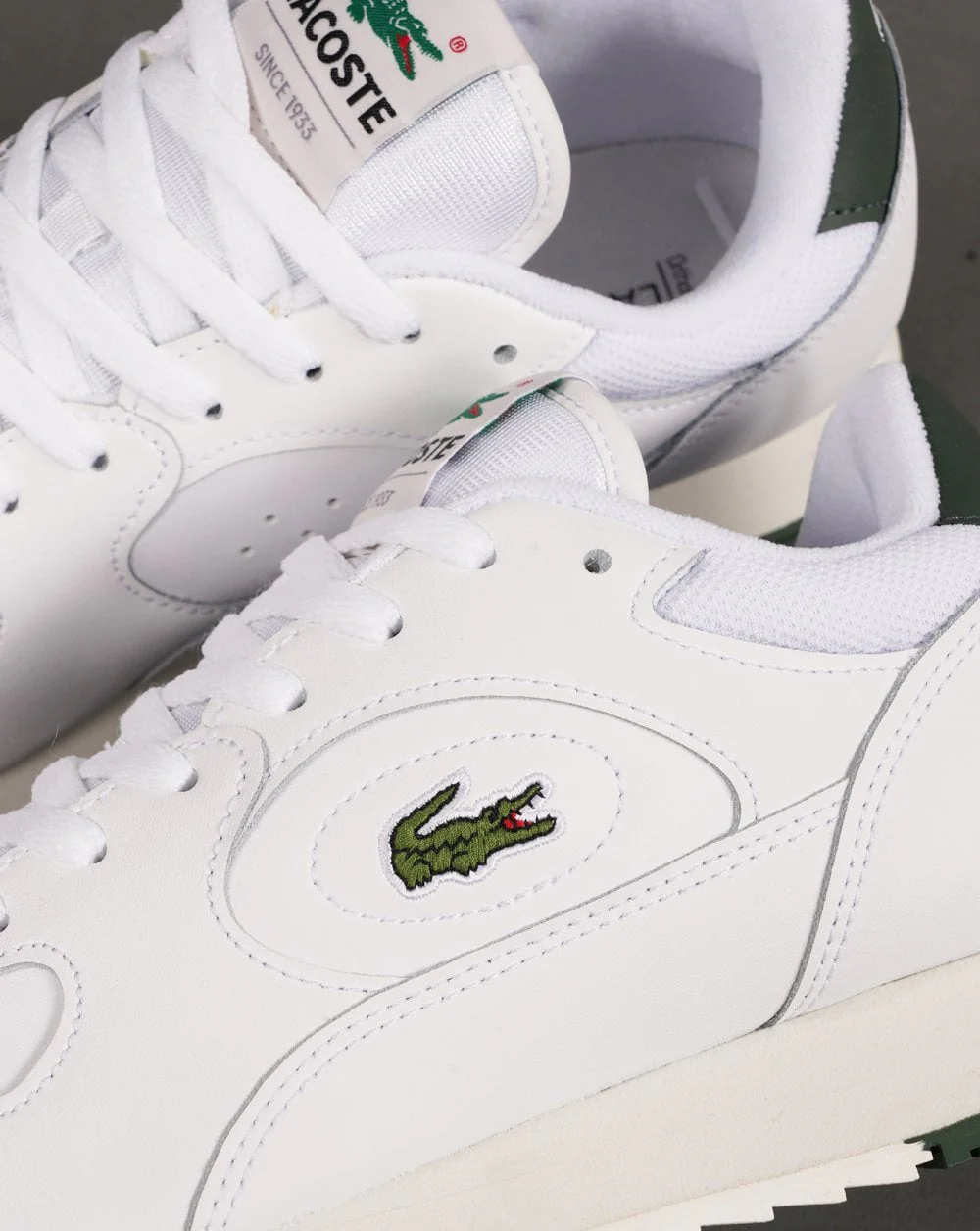 Lacoste Linetrack Leather Trainer White/Green - Image 3
