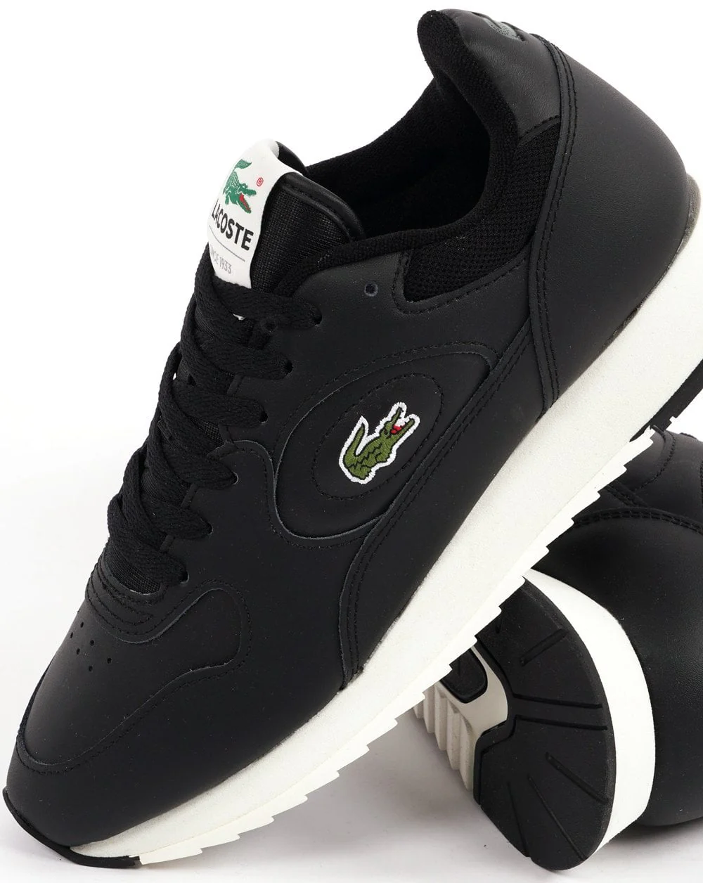 Lacoste Linetrack Leather Trainers Black/Off White
