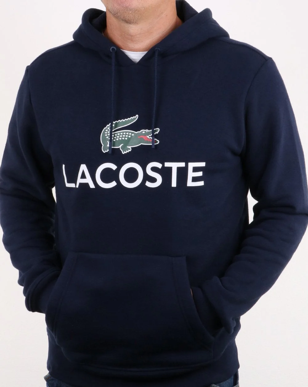 Lacoste Logo Overhead Hooded Top Navy - Image 2