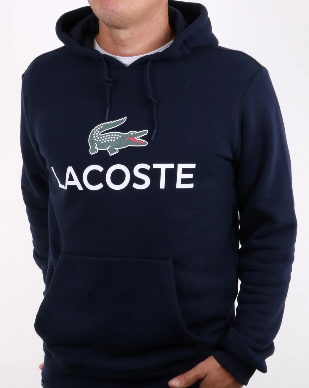 Lacoste Logo Overhead Hooded Top Navy - Image 3