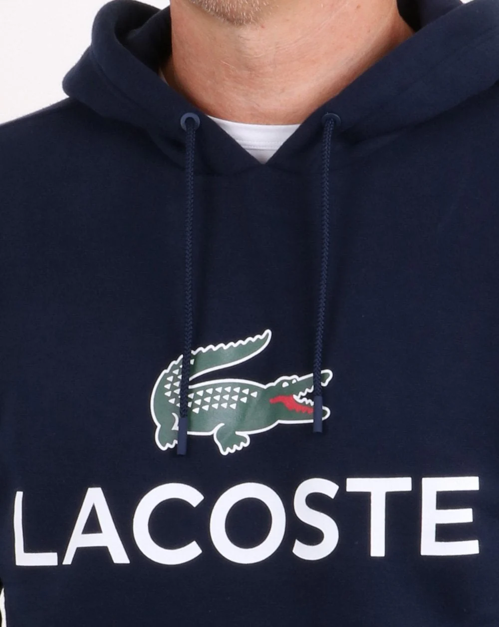 Lacoste Logo Overhead Hooded Top Navy - Image 4