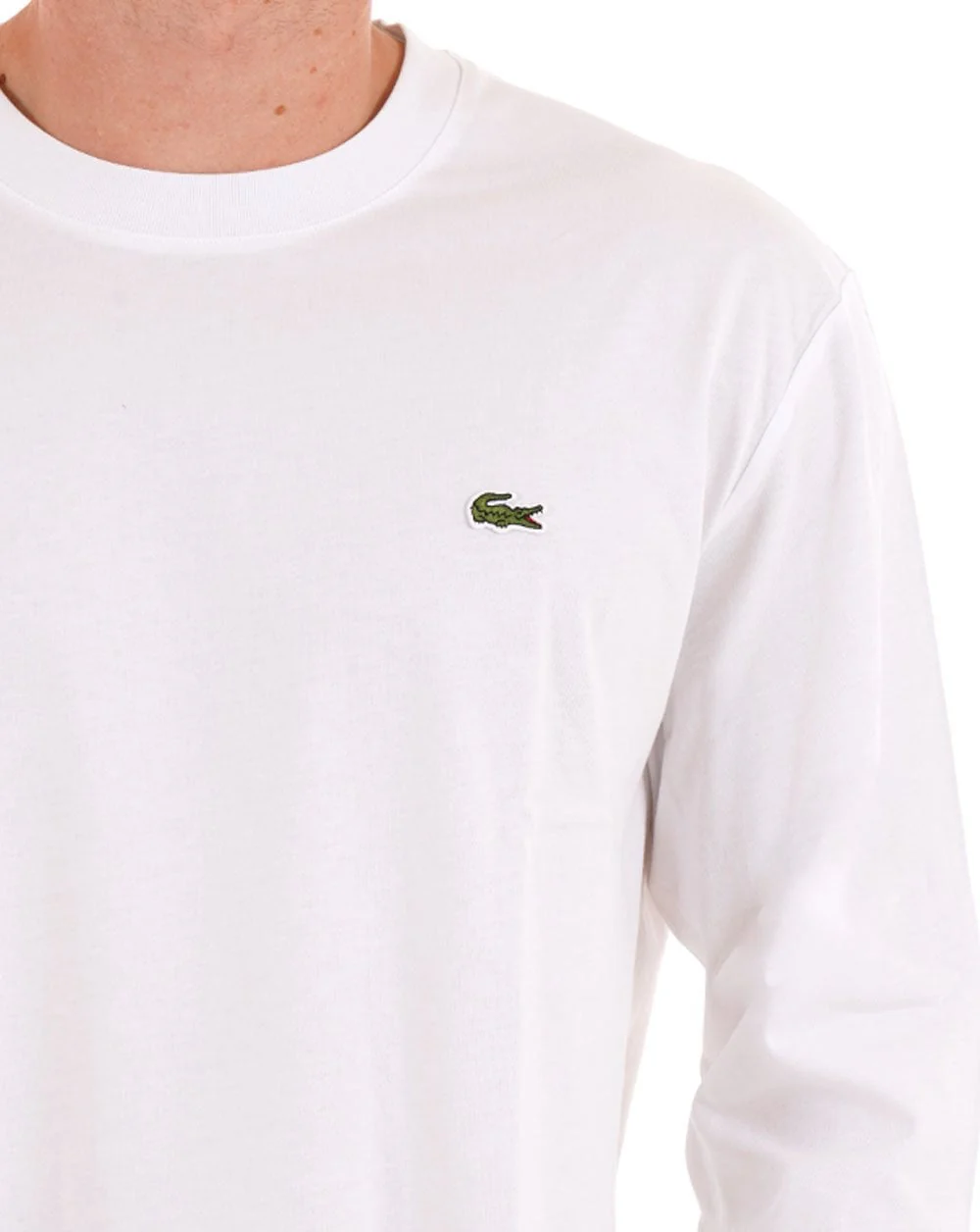 Lacoste Long Sleeve Cotton T Shirt White - Image 2