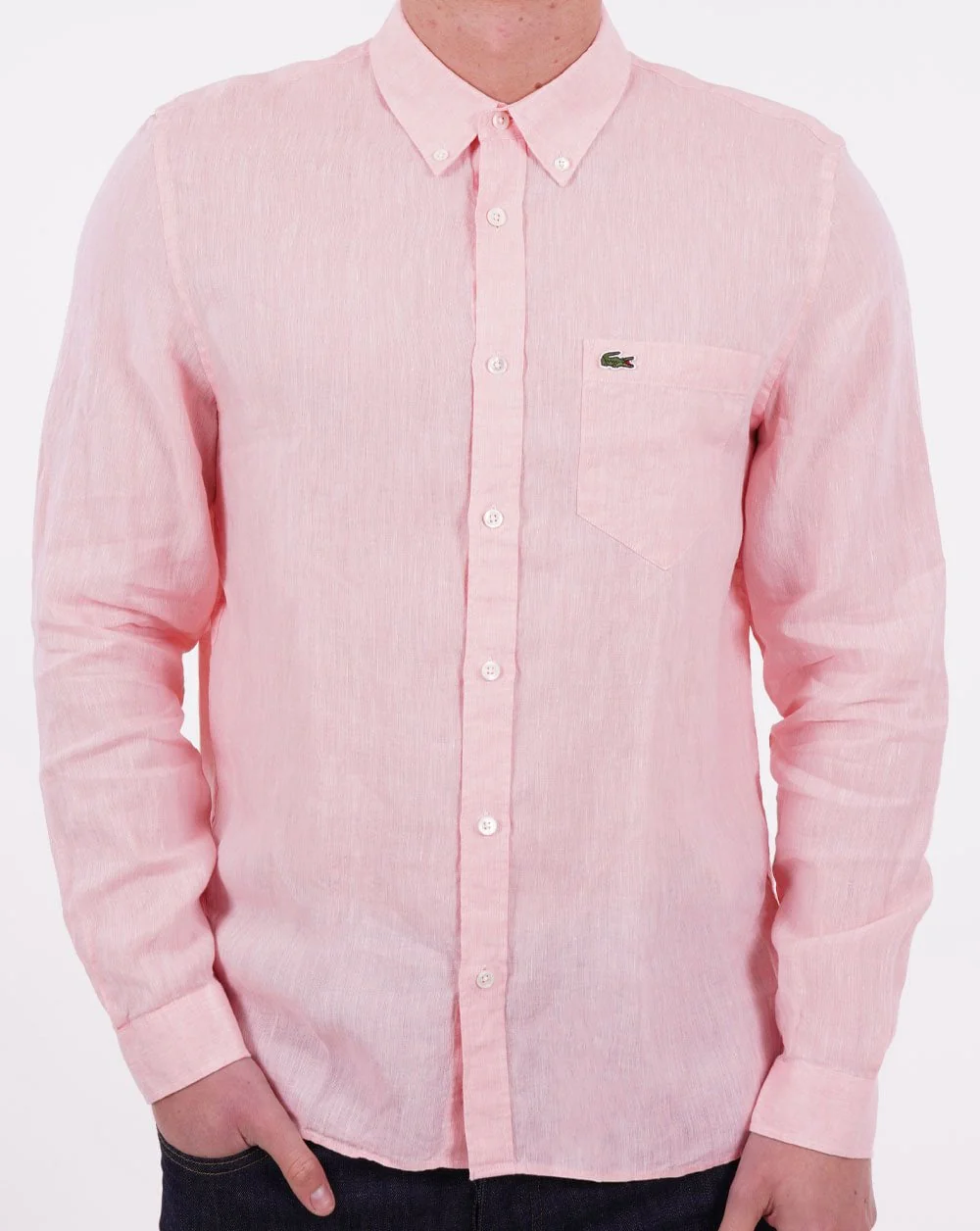 Lacoste Long Sleeve Linen Shirt Pink