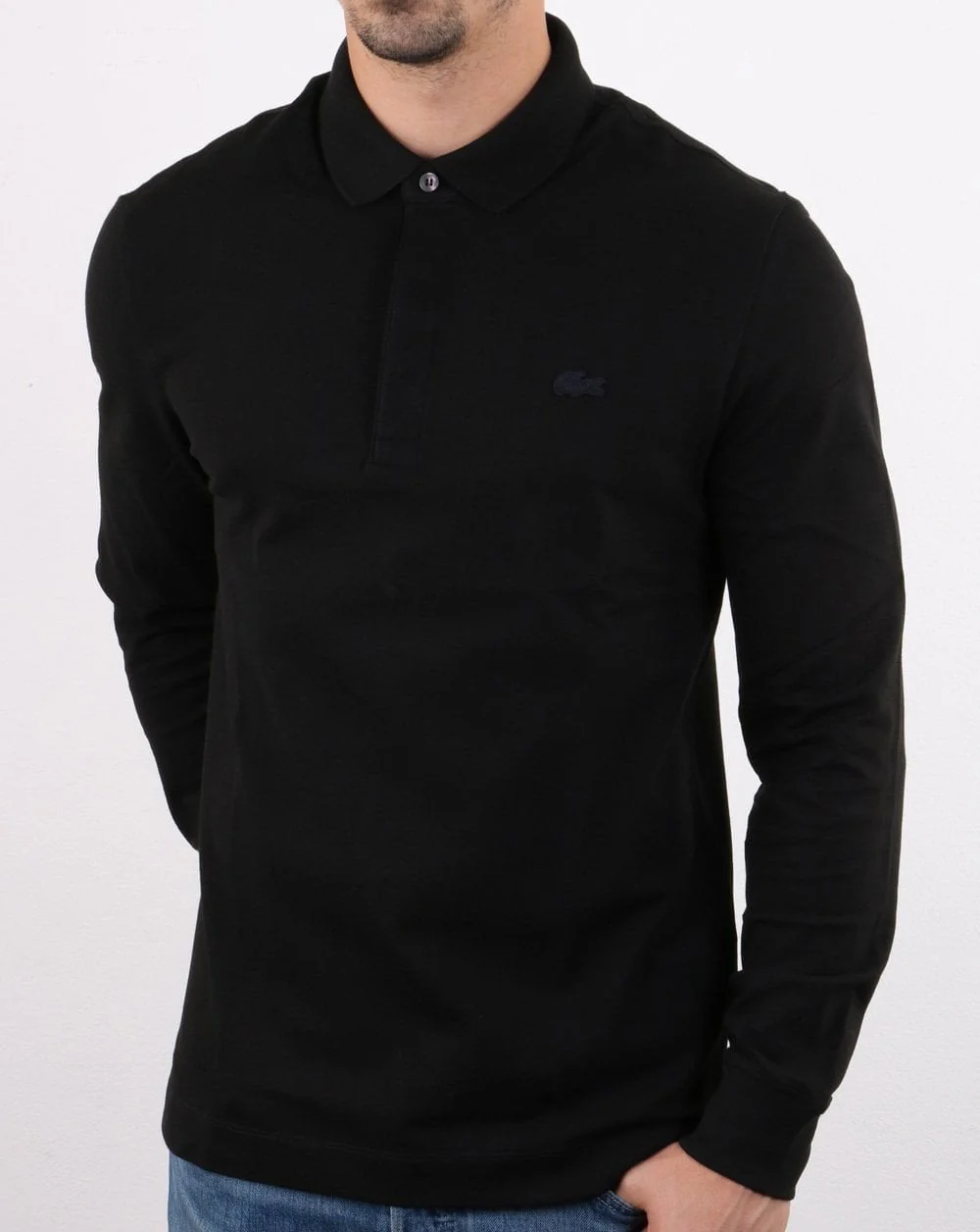 Lacoste Long Sleeve Polo Black - Image 2