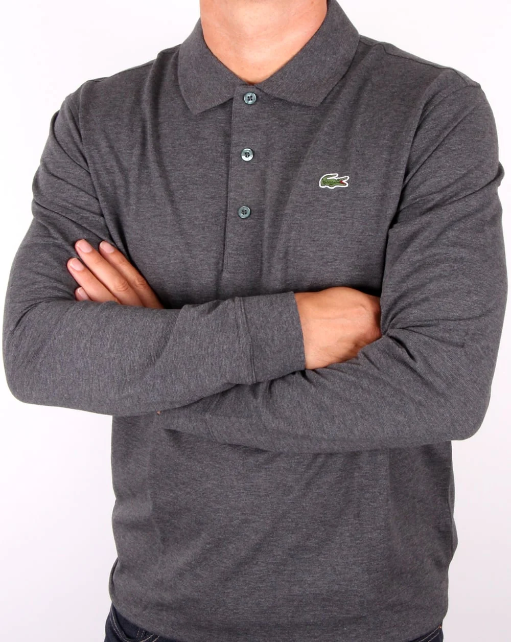 Lacoste Long Sleeve Polo Dark Grey - Image 3