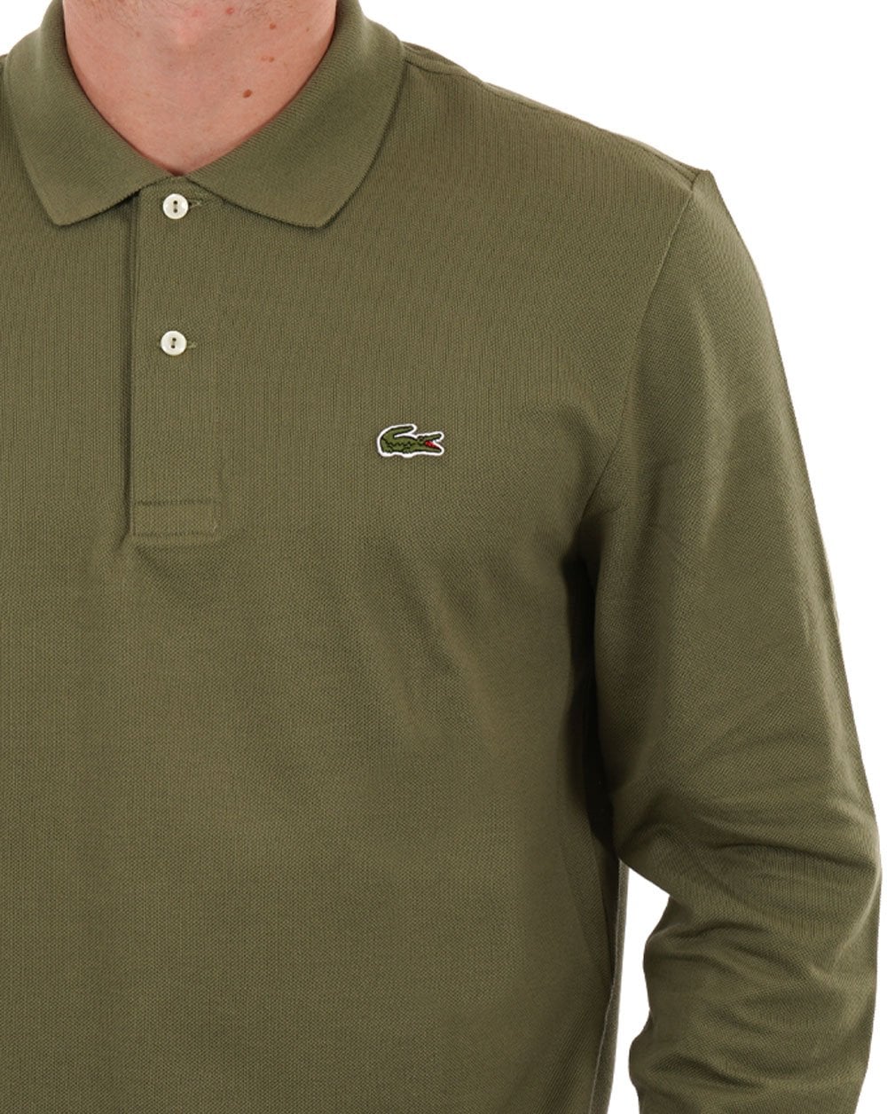 Lacoste Long Sleeve Polo Shirt Khaki Green - Image 2