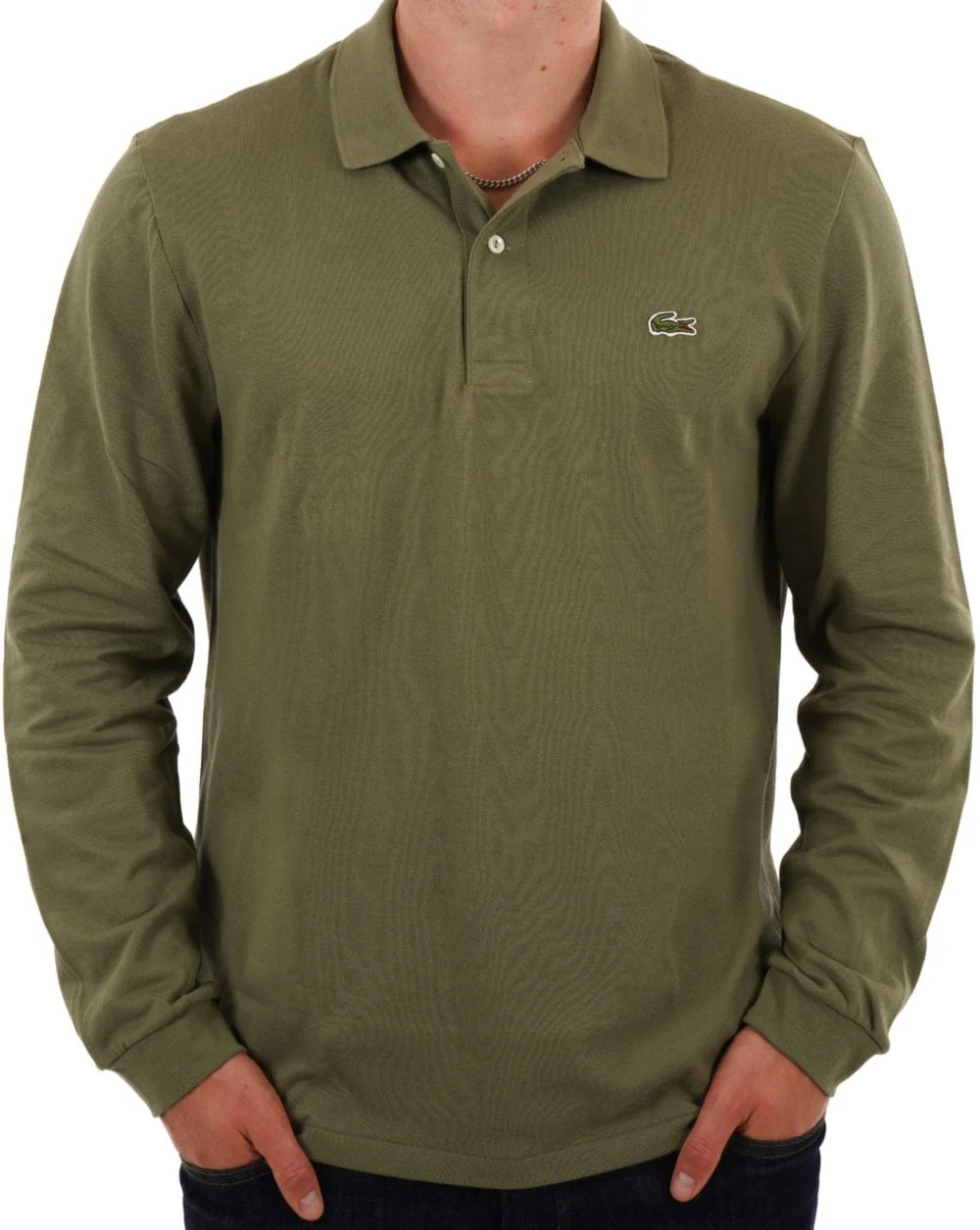 Lacoste Long Sleeve Polo Shirt Khaki Green - Image 3