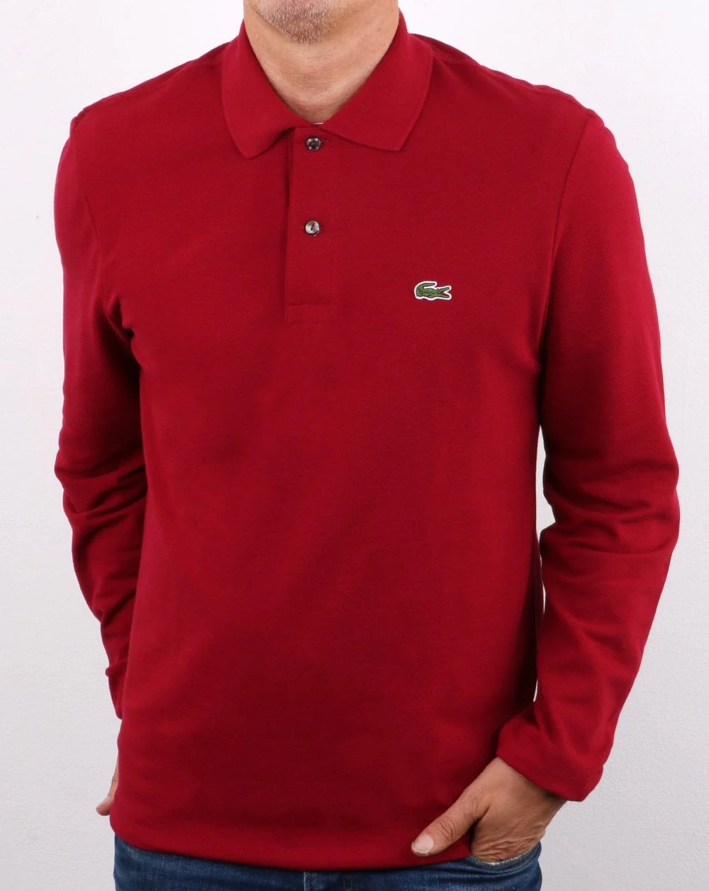 Lacoste Long Sleeve Polo Shirt Red - Image 3