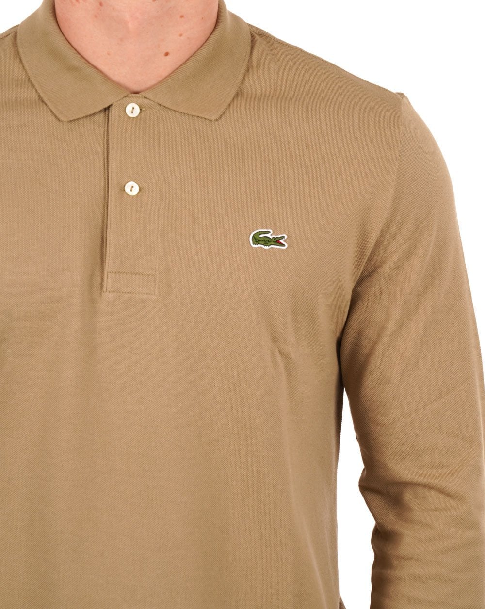 Lacoste Long Sleeve Polo Shirt Sand - Image 2