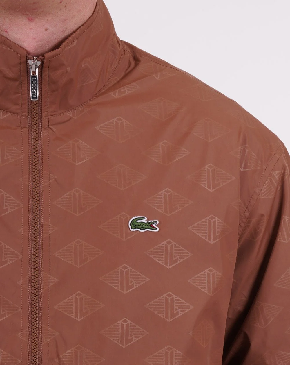 Lacoste Monogram Print Track Jacket Light Brown - Image 2