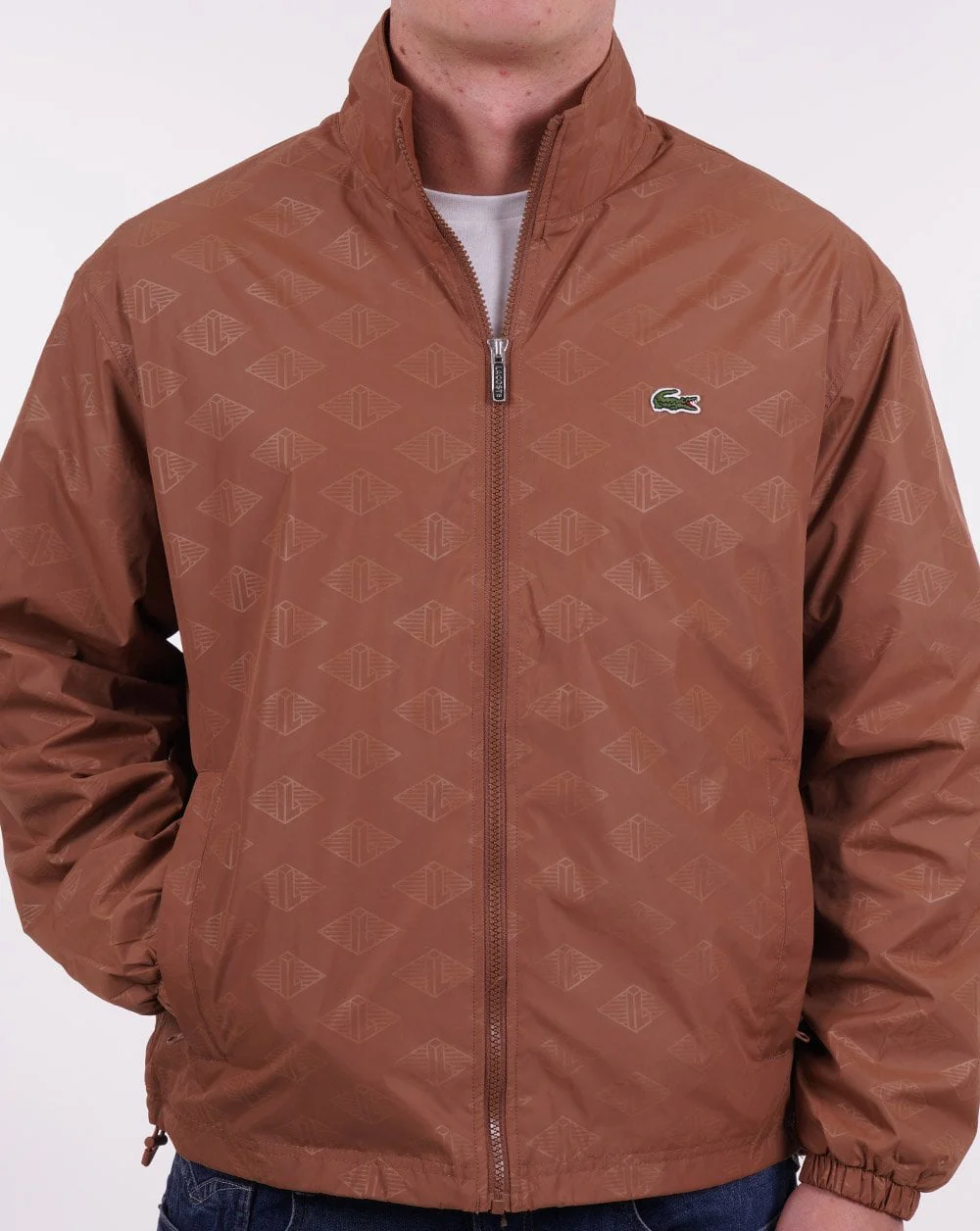 Lacoste Monogram Print Track Jacket Light Brown - Image 3
