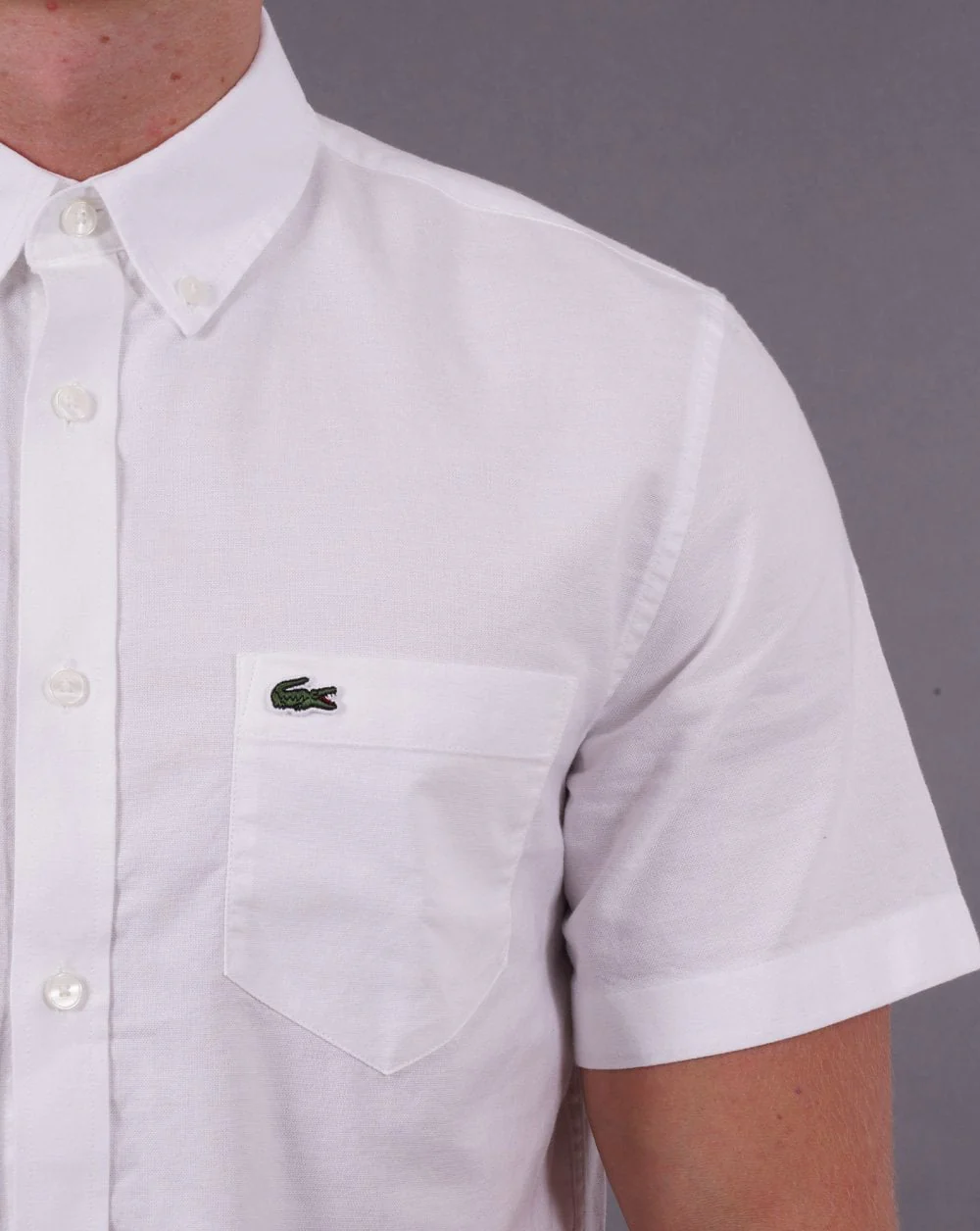Lacoste Oxford Short Sleeve Shirt White - Image 2