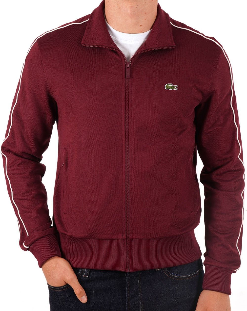Lacoste Paris Pique Track Jacket Burgundy - Image 4