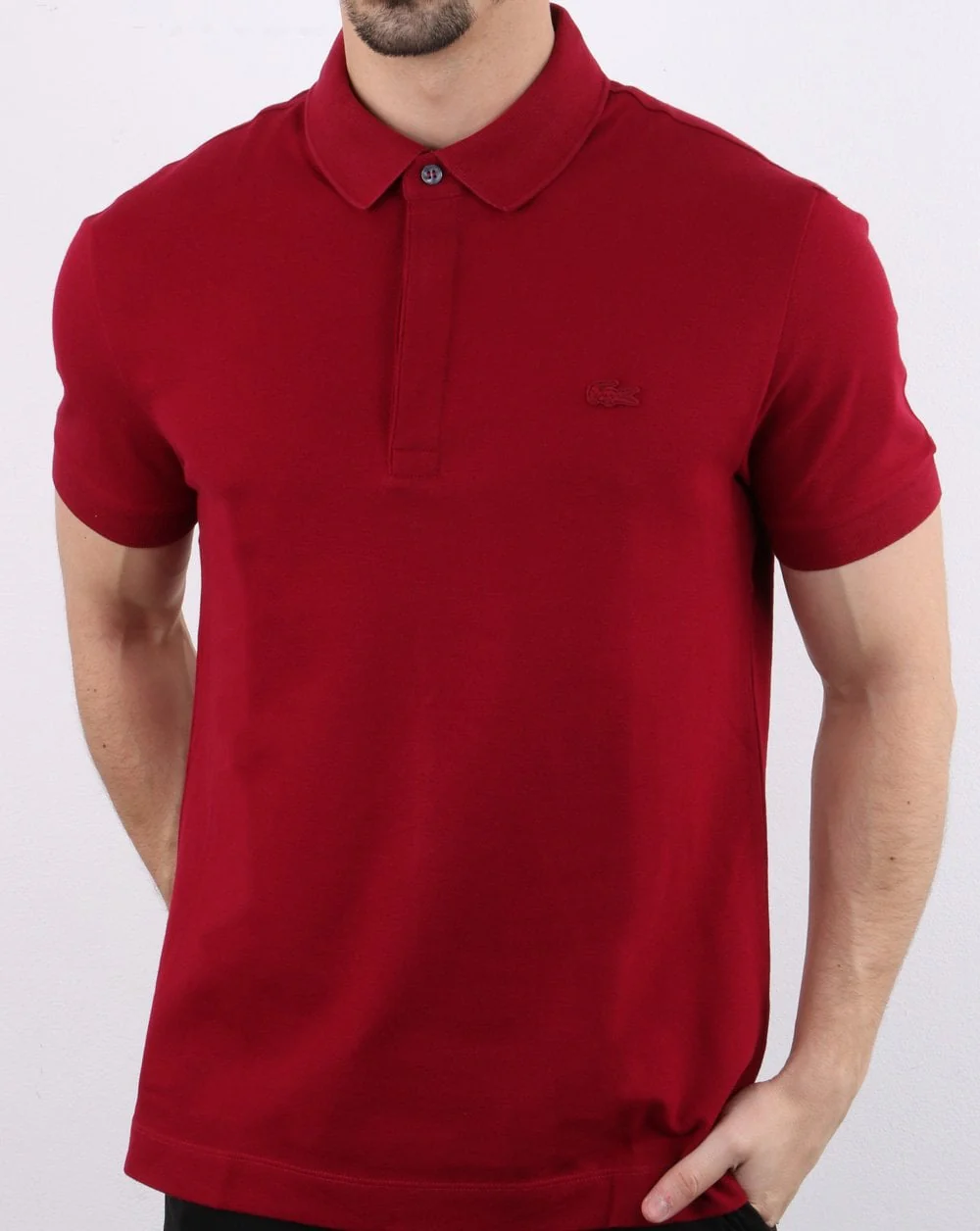 Lacoste Paris Tonal Polo Shirt Burgundy - Image 2