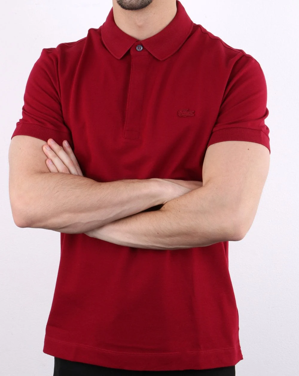 Lacoste Paris Tonal Polo Shirt Burgundy - Image 3