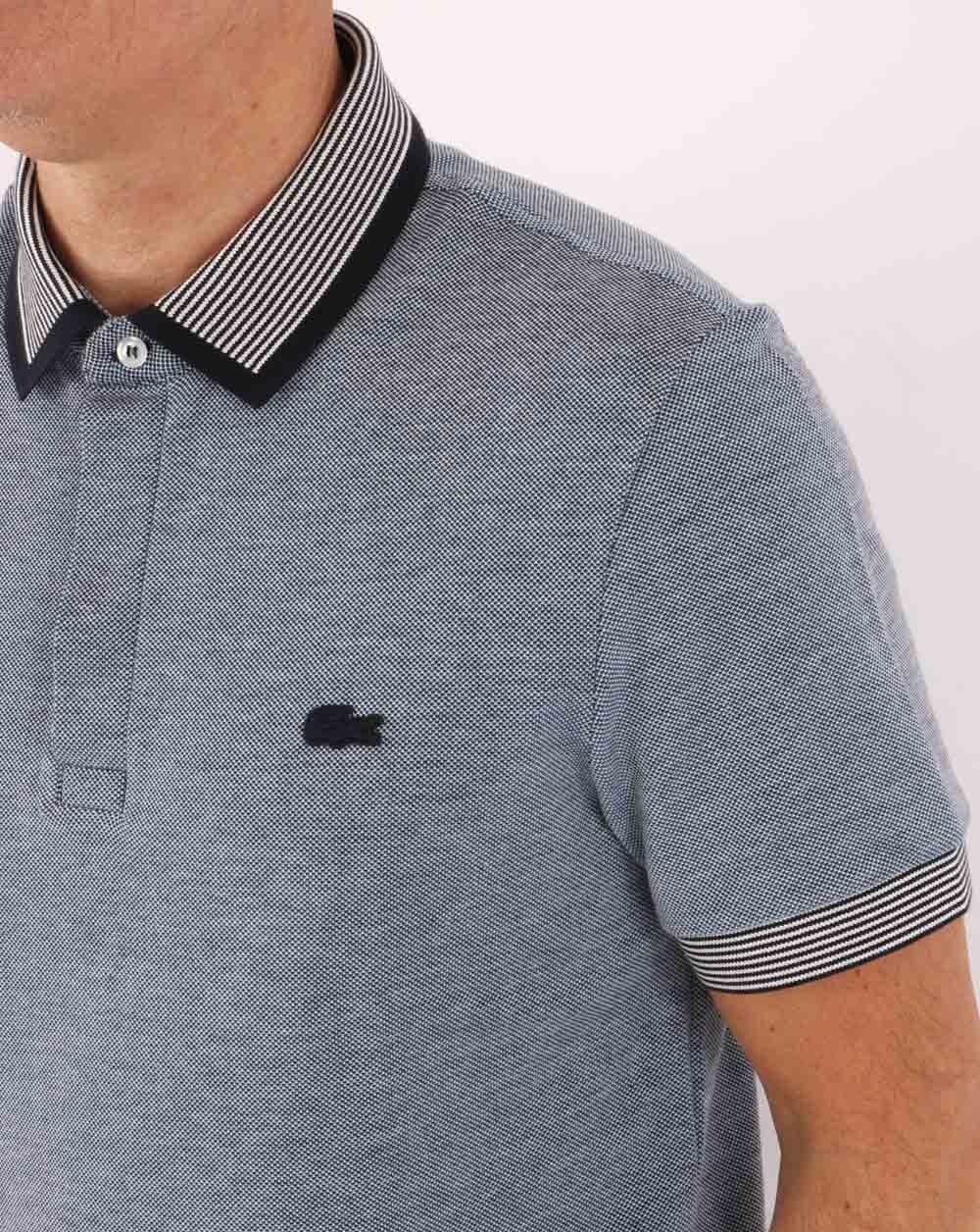 Lacoste Patterned Polo Shirt Blue/White - Image 2