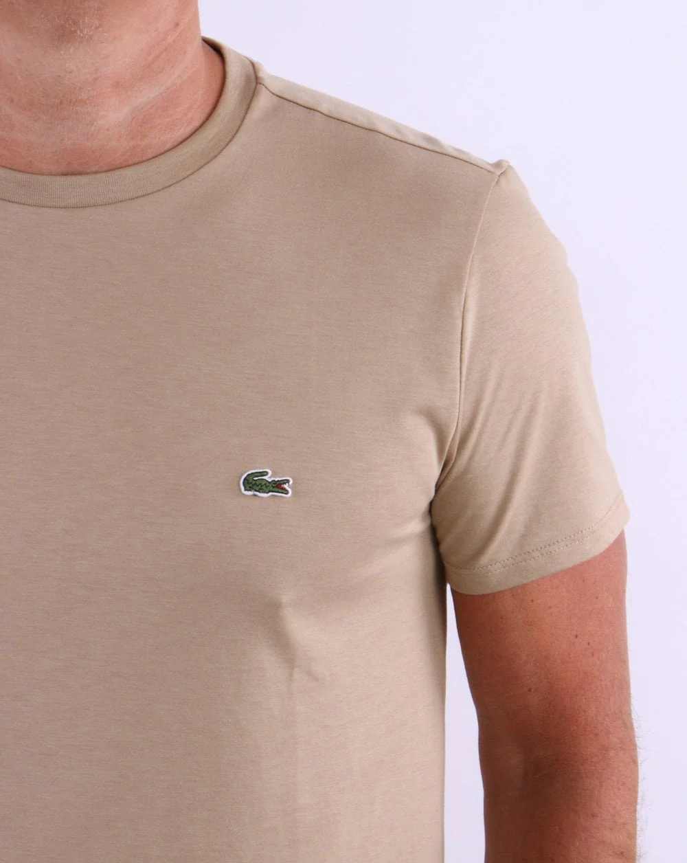 Lacoste Pima Cotton T Shirt Sand - Image 3