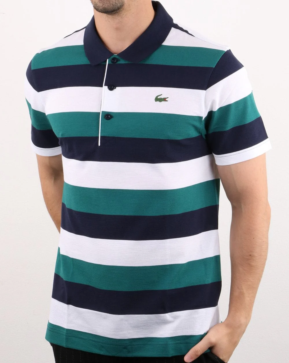 Lacoste Polo Shirt Navy/White/Green - Image 2
