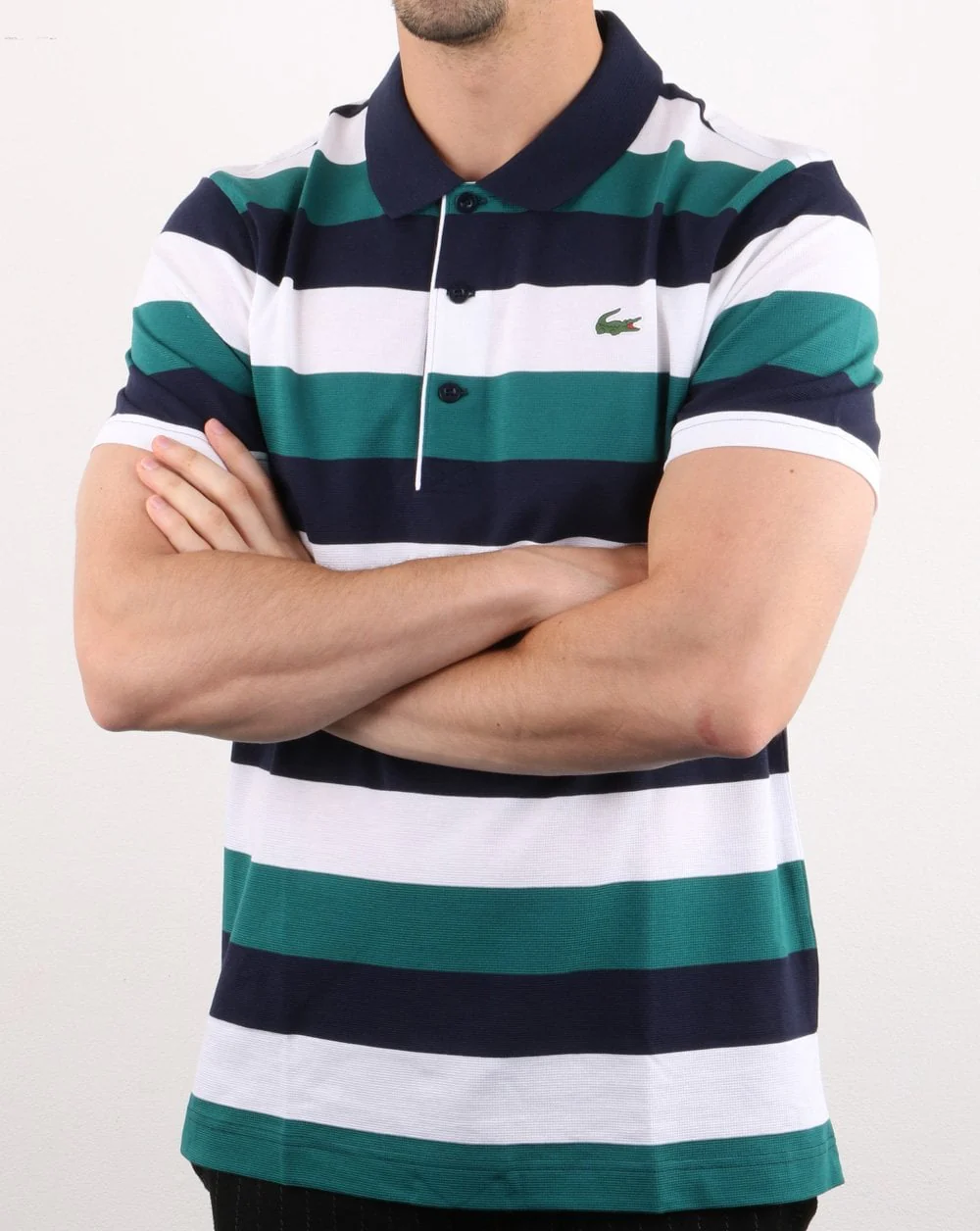 Lacoste Polo Shirt Navy/White/Green - Image 3