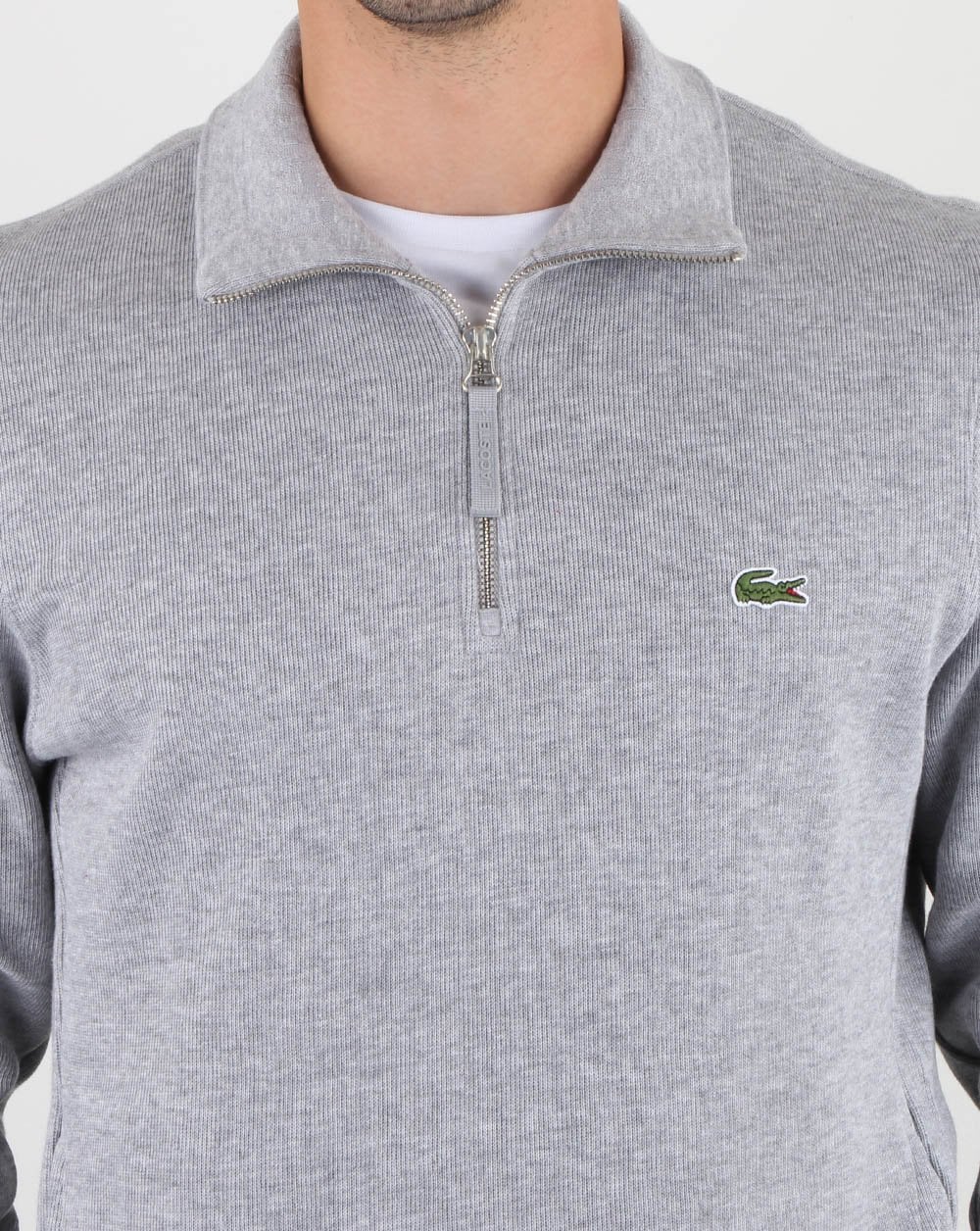 Lacoste Quarter Zip Silver Chine - Image 4