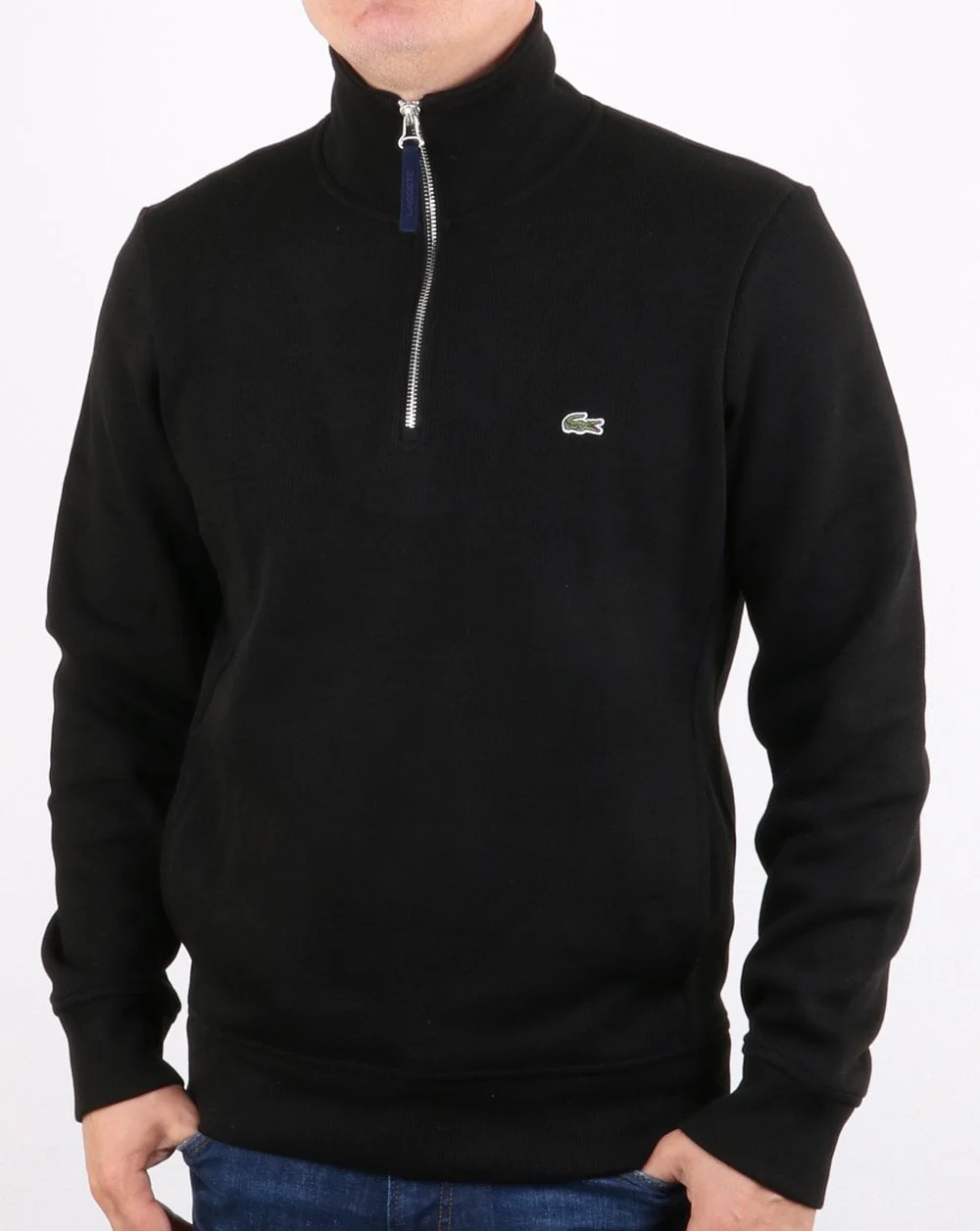 Lacoste Quarter Zip Sweatshirt Black/navy - Image 2