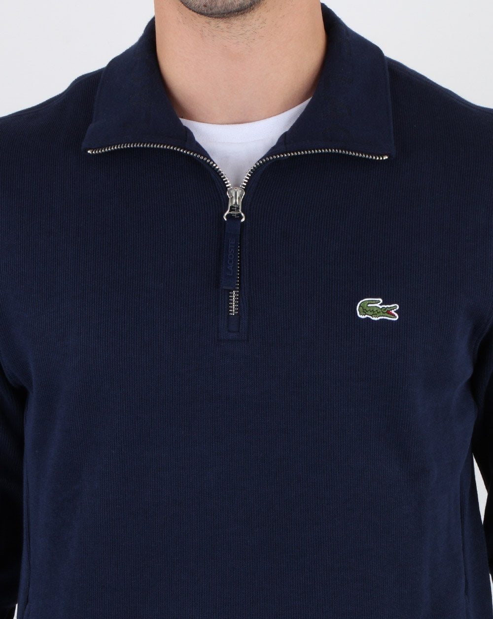 Lacoste Quarter Zip Top Navy - Image 4