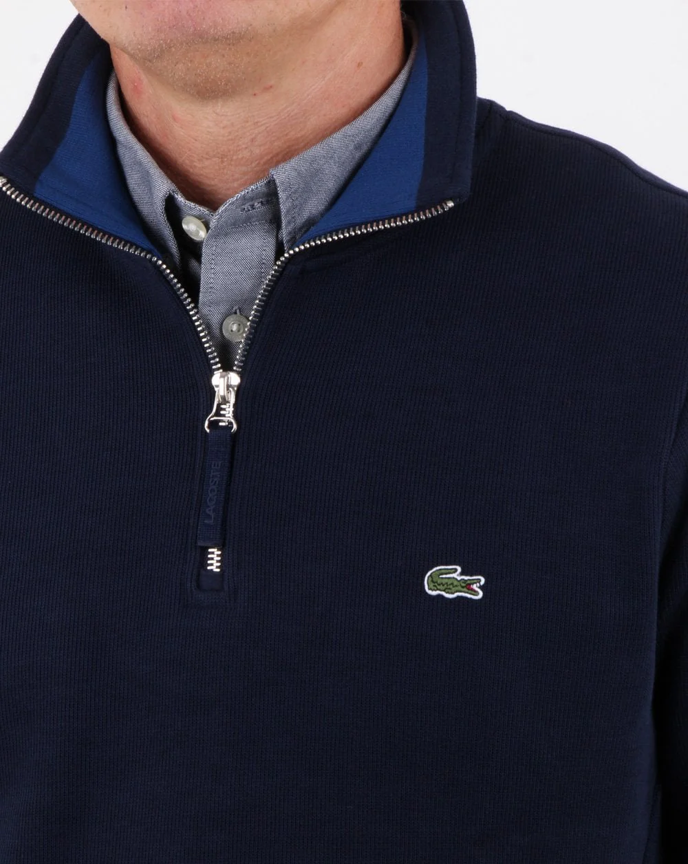 Lacoste Quarter Zip Top Navy - Image 4