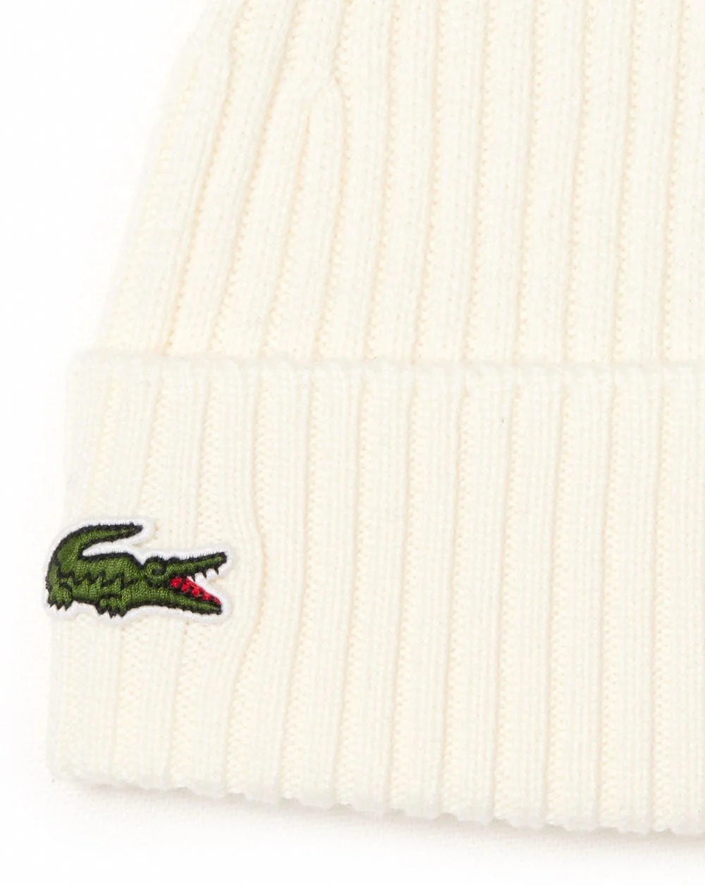 Lacoste Rib Knit Wool Beanie Flour - Image 2