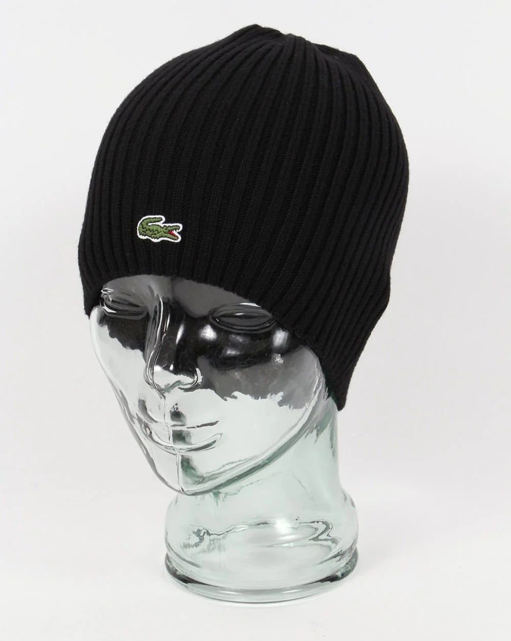 Lacoste Ribbed Wool Beanie Black