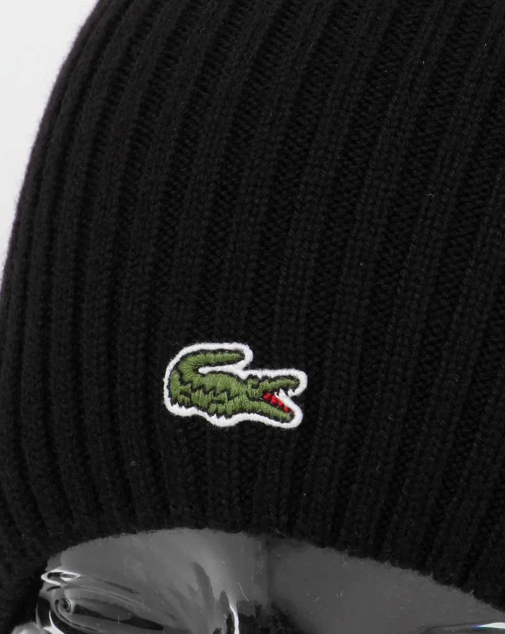 Lacoste Ribbed Wool Beanie Black - Image 2