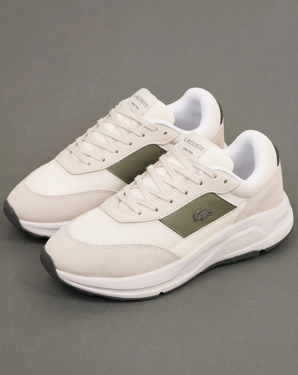 Lacoste Run Set Trainers Off White/Khaki - Image 5