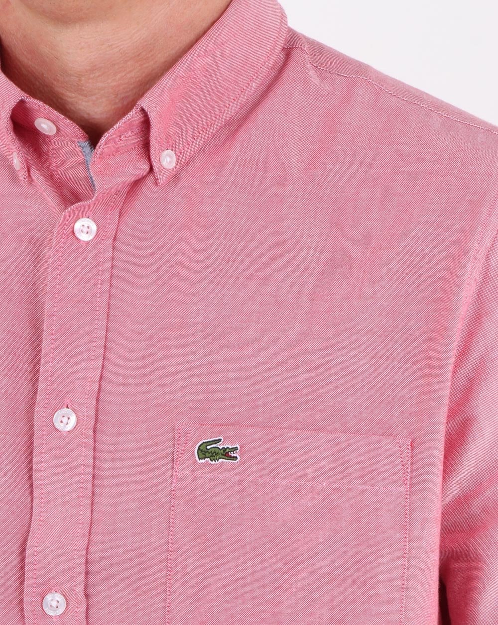 Lacoste Short Sleeve Oxford Shirt Fresh Pink - Image 2