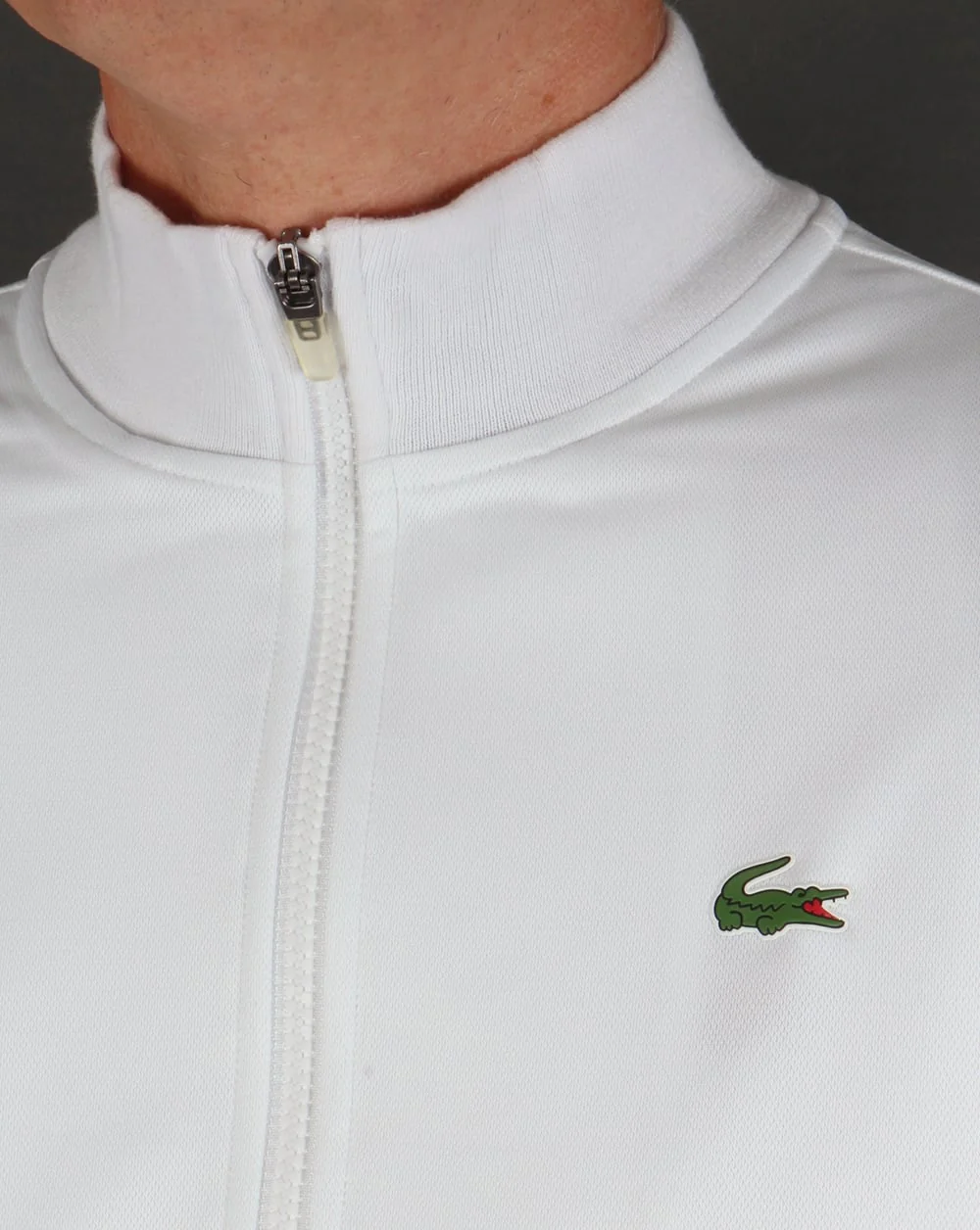Lacoste Shoulder Stripe Track Top White/Green/Navy - Image 2