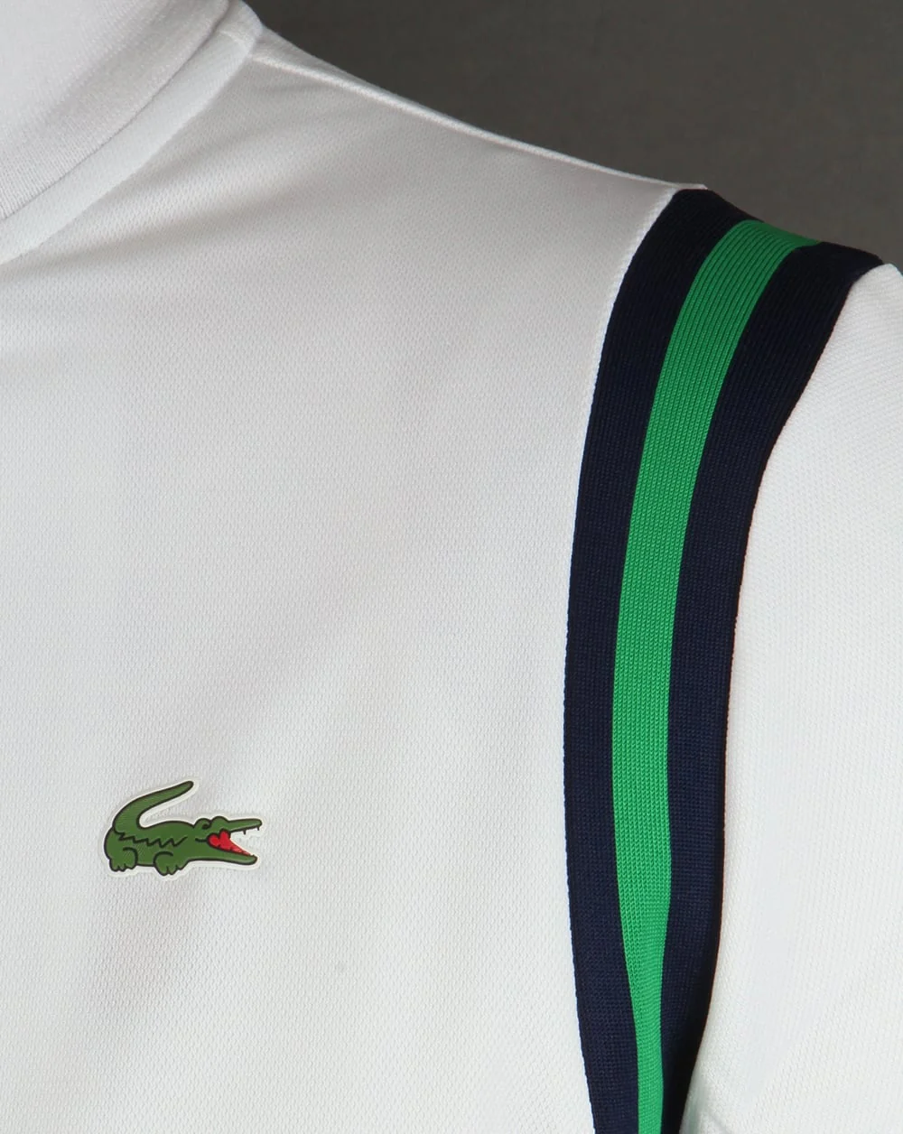 Lacoste Shoulder Stripe Track Top White/Green/Navy - Image 3