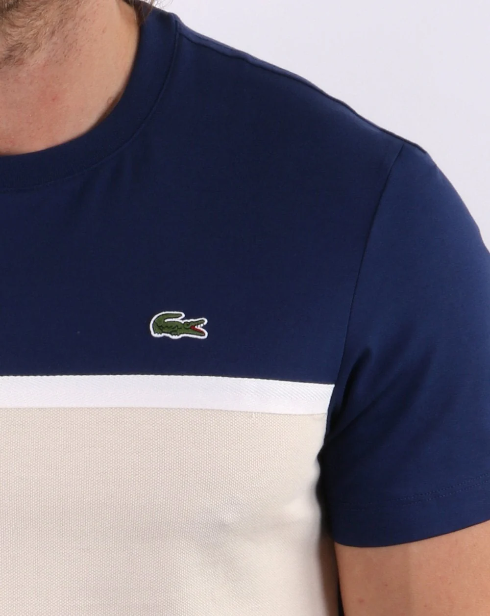 Lacoste Split T-shirt Navy/Cream - Image 2