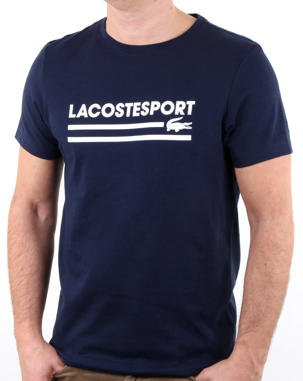 Lacoste Sport Logo T Shirt Navy/white - Image 3
