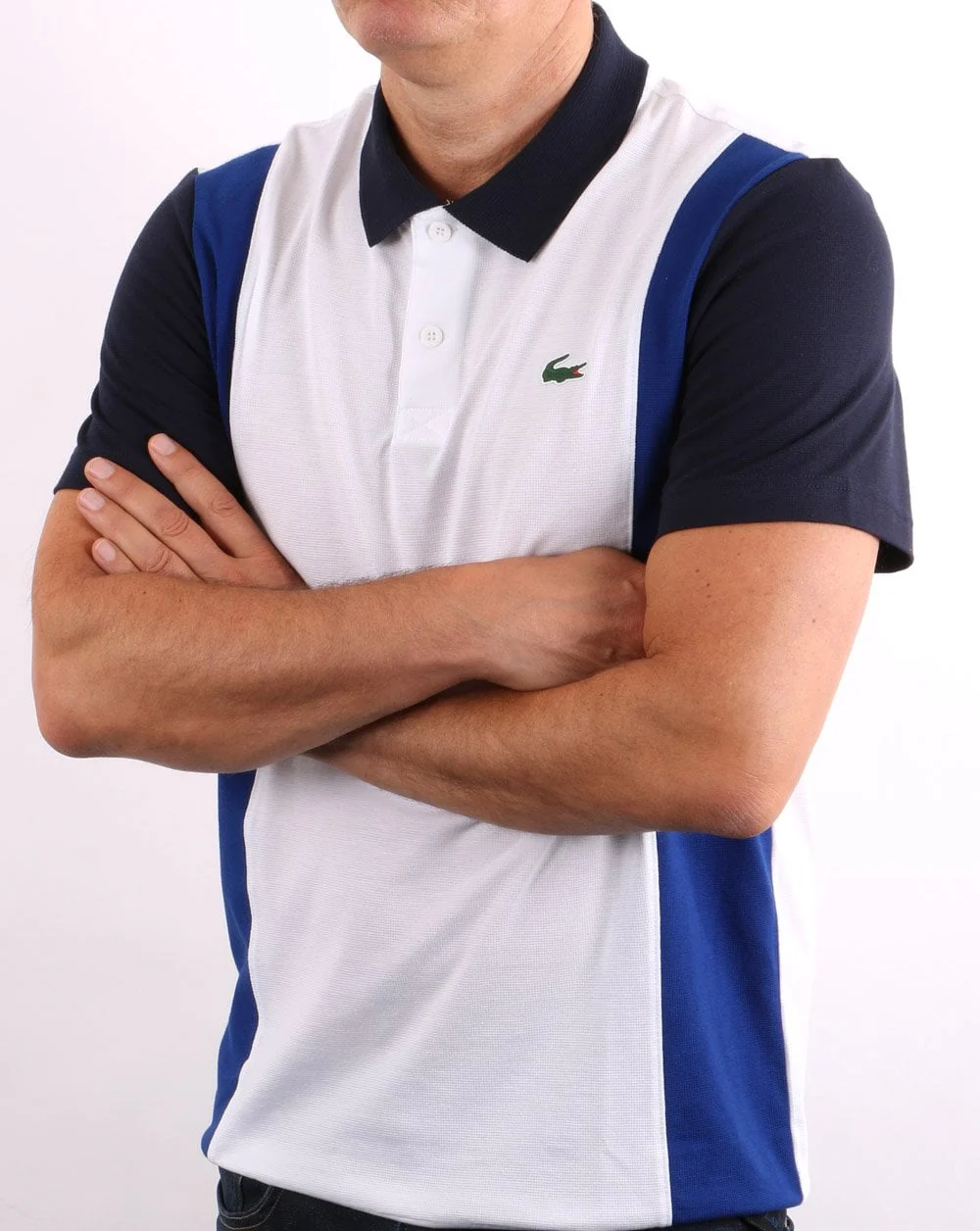 Lacoste Sport Panel Polo Shirt White/Blue - Image 4