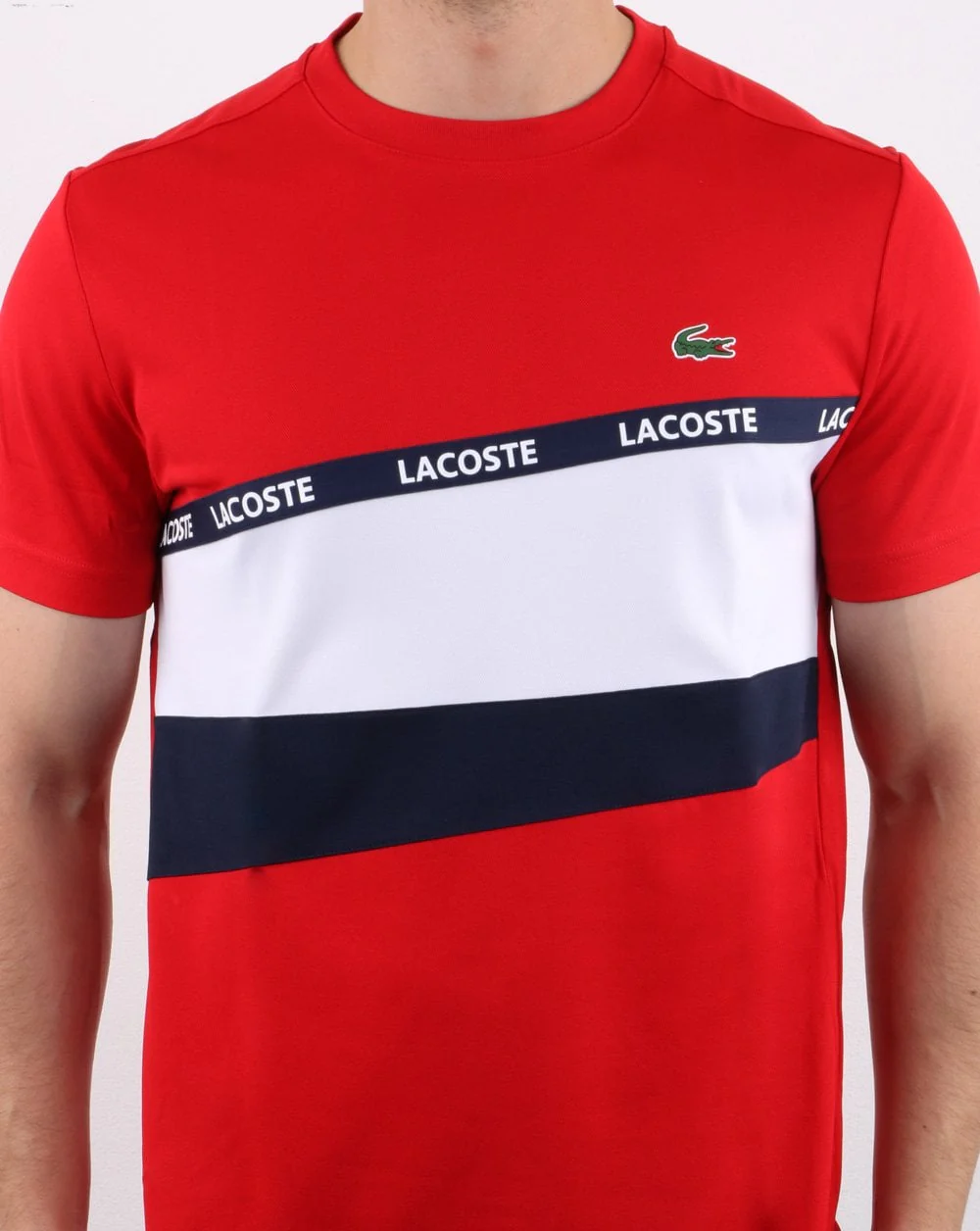 Lacoste Stripe Block T-shirt Red/navy/white - Image 3
