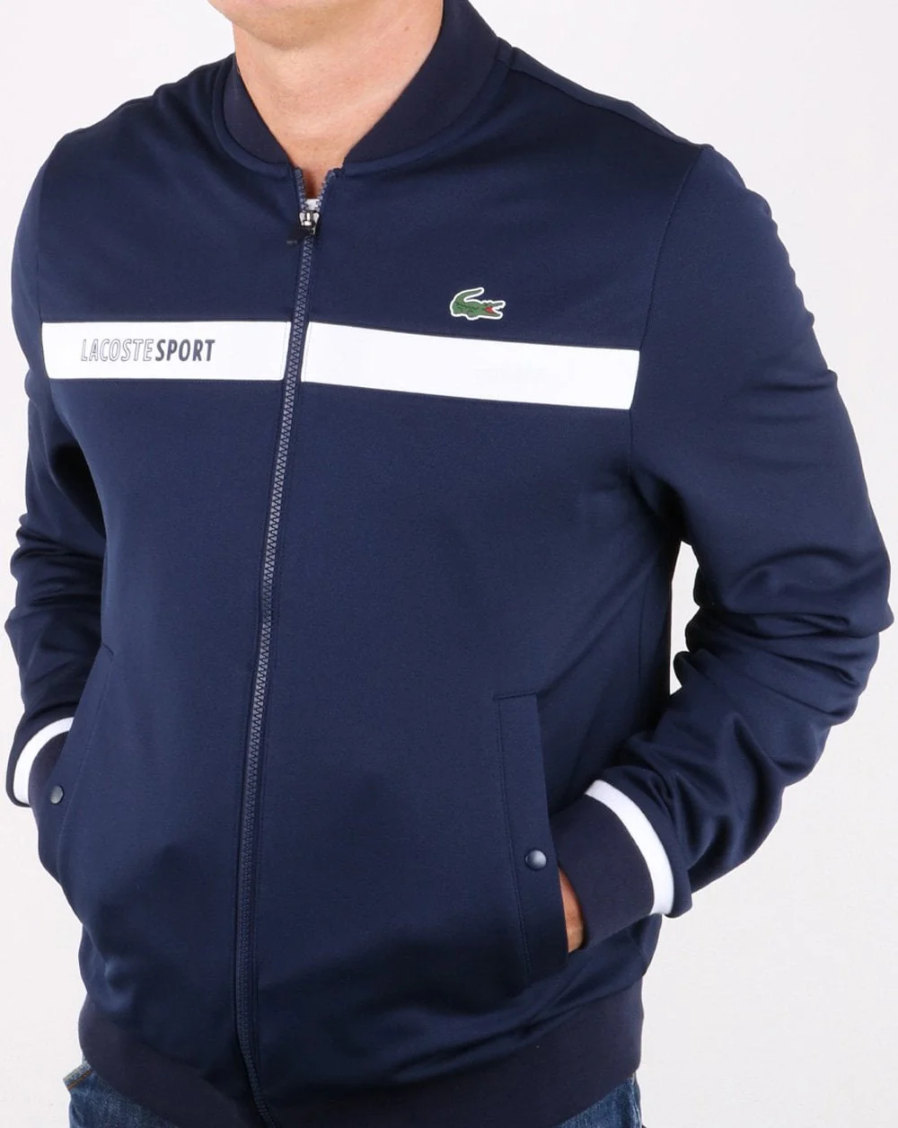 Lacoste Stripe Track Top Navy/white - Image 4
