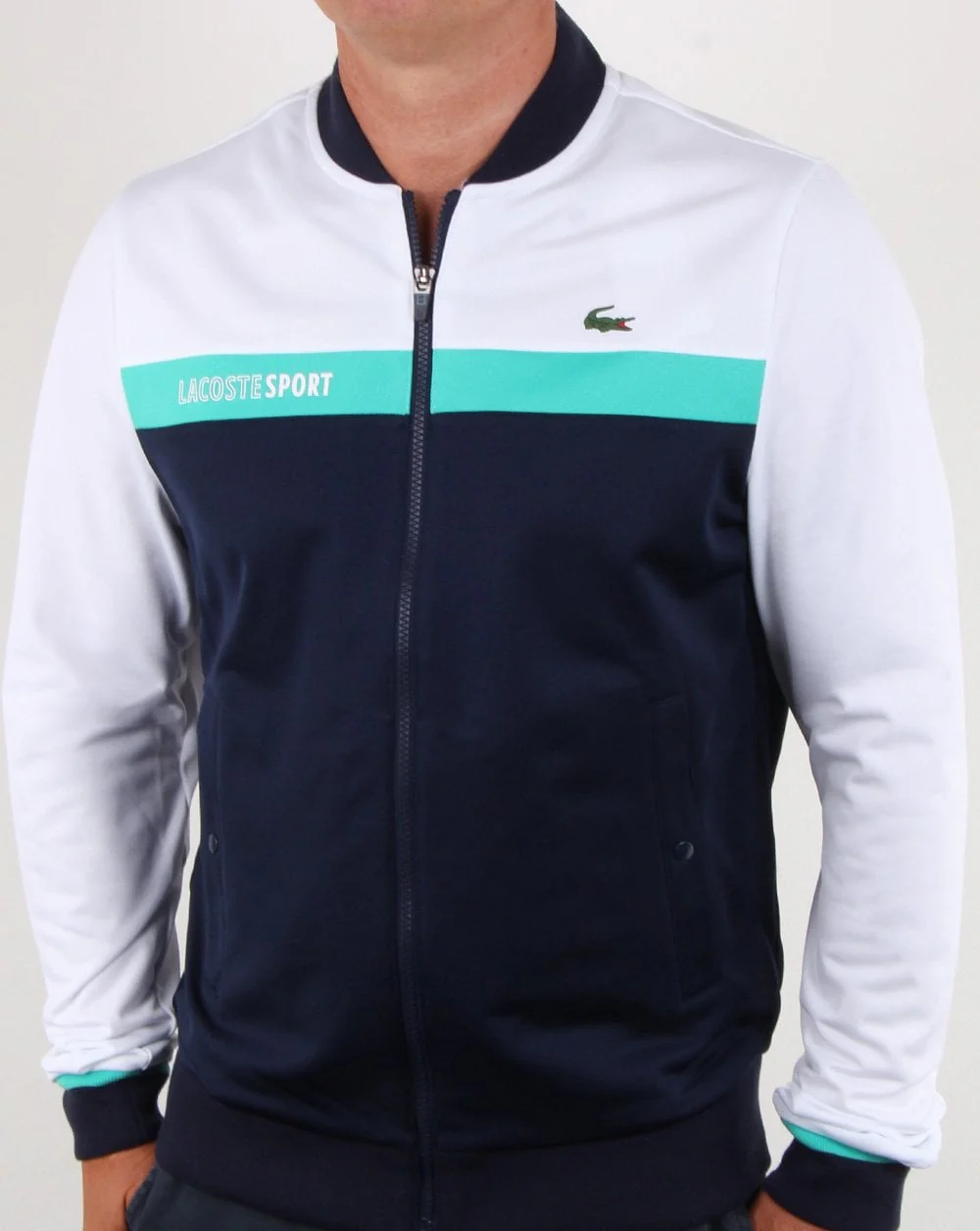 Lacoste Stripe Track Top White/navy/aqua