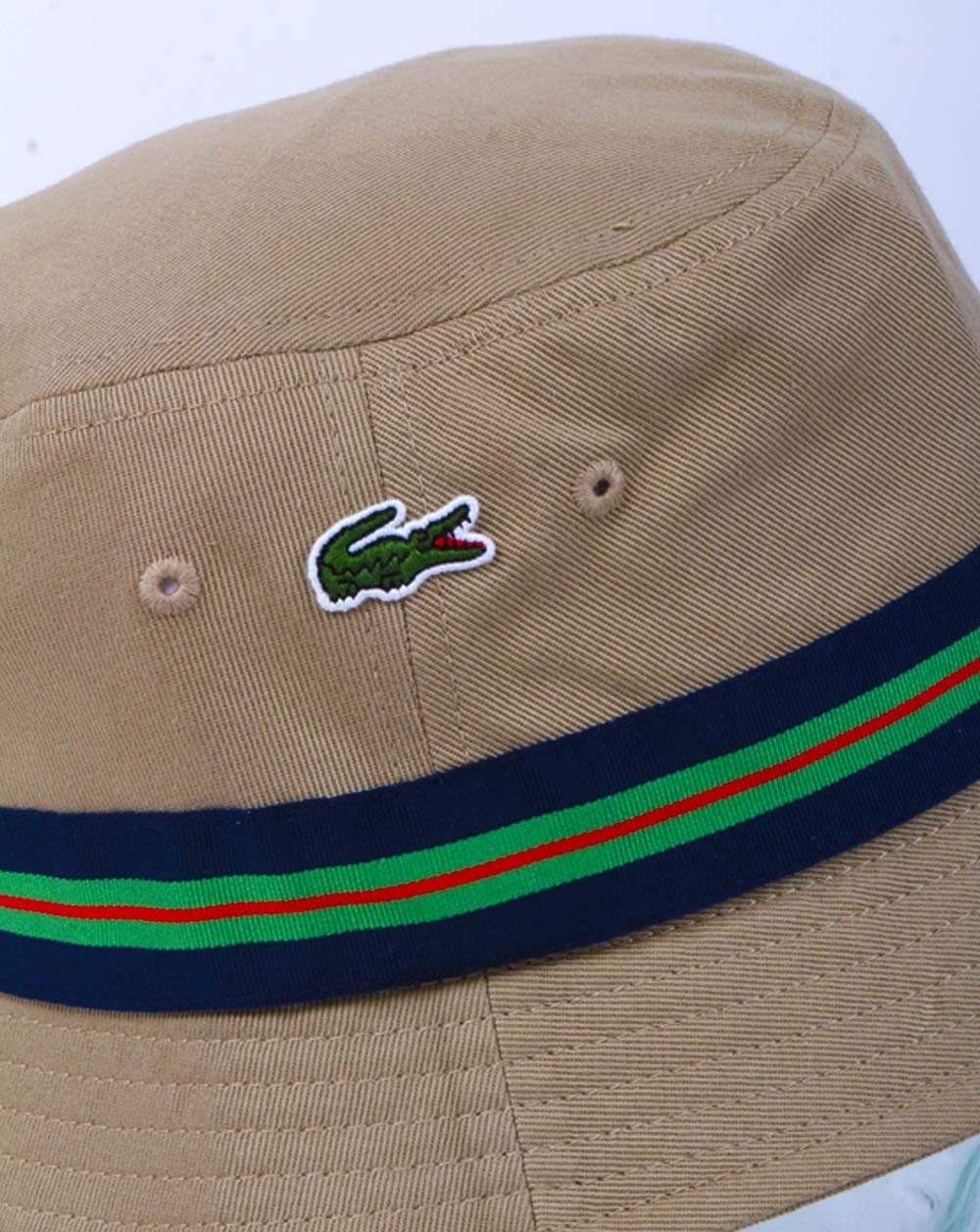 Lacoste Striped Bucket Hat Dark Sand - Image 3